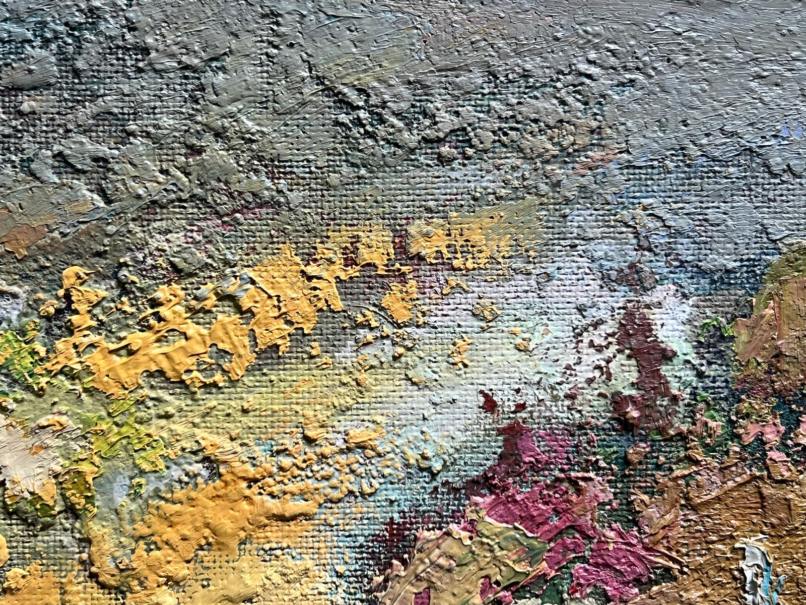 Abstract Oil painting with frame City K. Leonid - 7