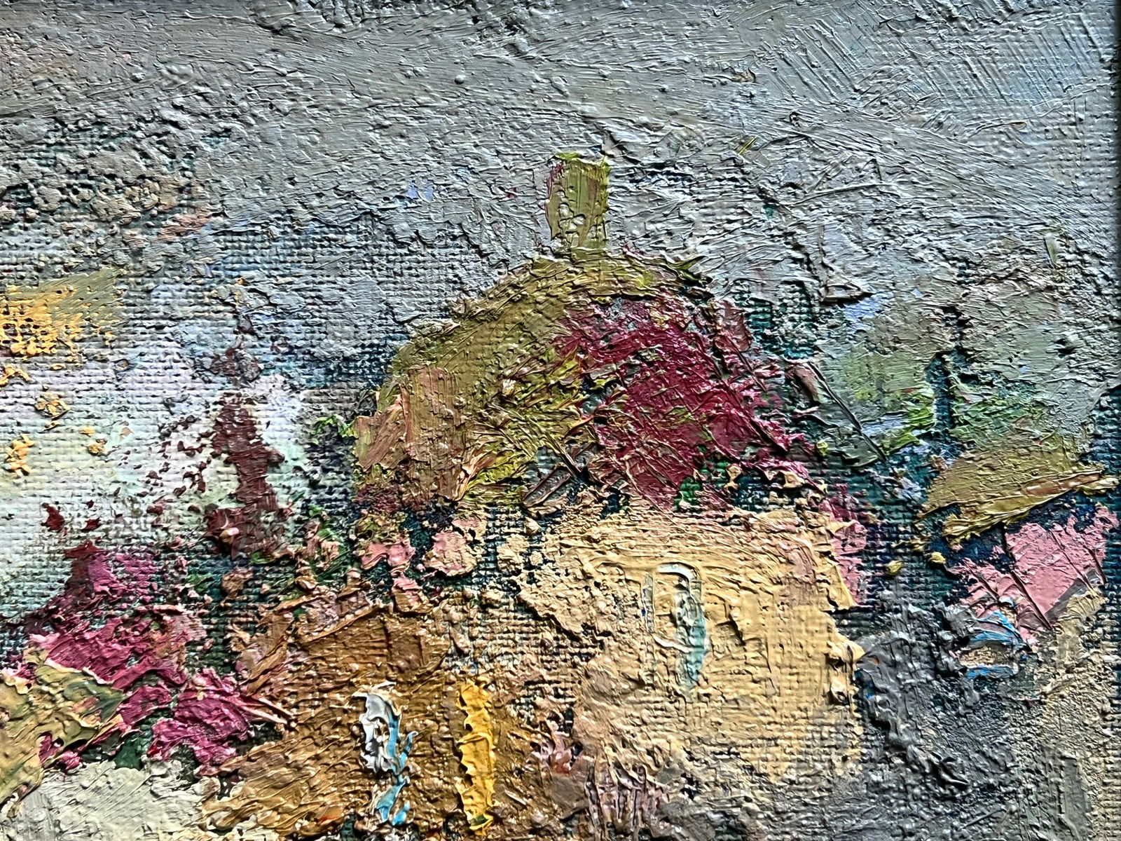 Abstract Oil painting with frame City K. Leonid - 8