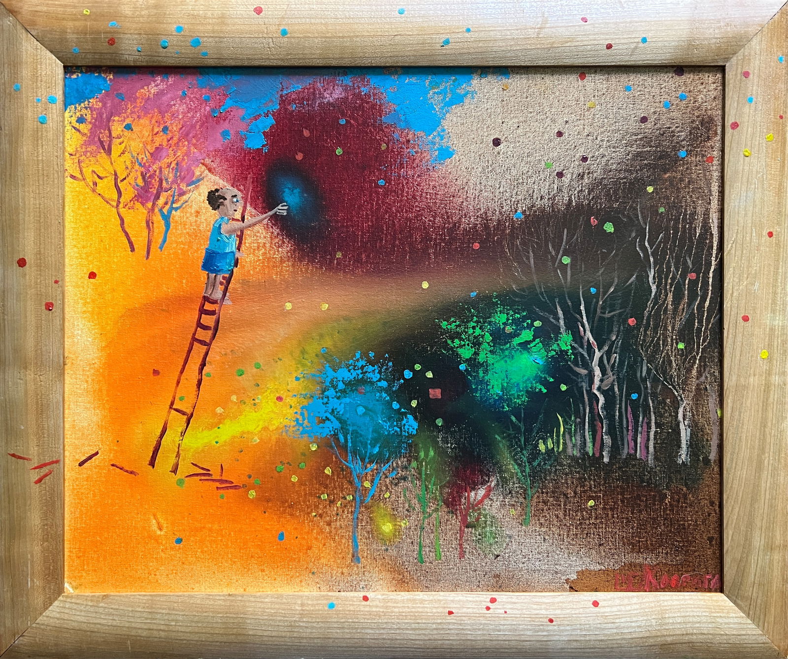 Abstract Oil painting with frame Apples K. Leonid: Title: Abstract Oil painting with frame Apples K. Leonid Description: 811KK Painter: K. Leonid Size: 40x50 cm/ 15.74x19.68 inches Components: oil, canvas, cardboard Original painting CONDITION: excell