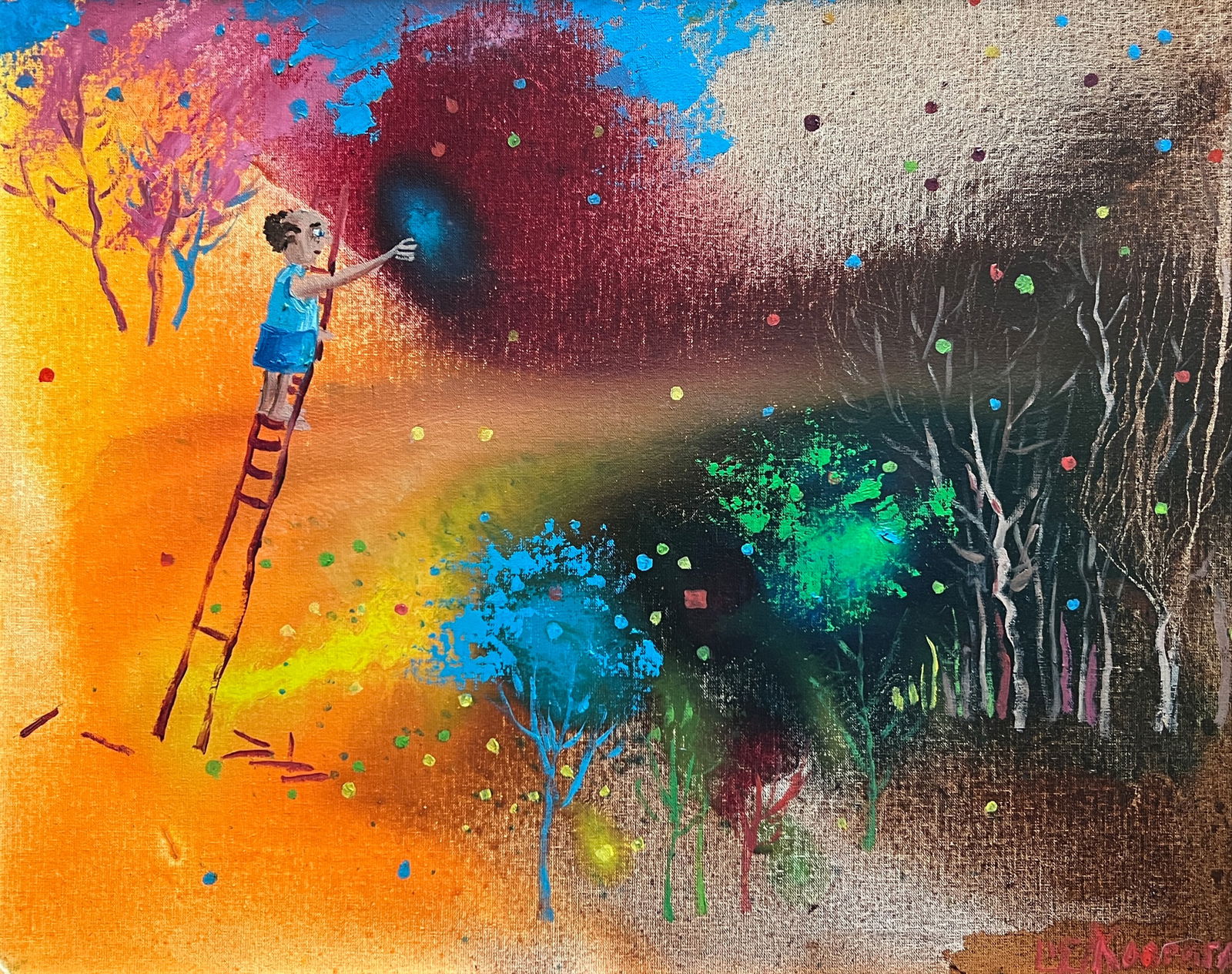 Abstract Oil painting with frame Apples K. Leonid - 2