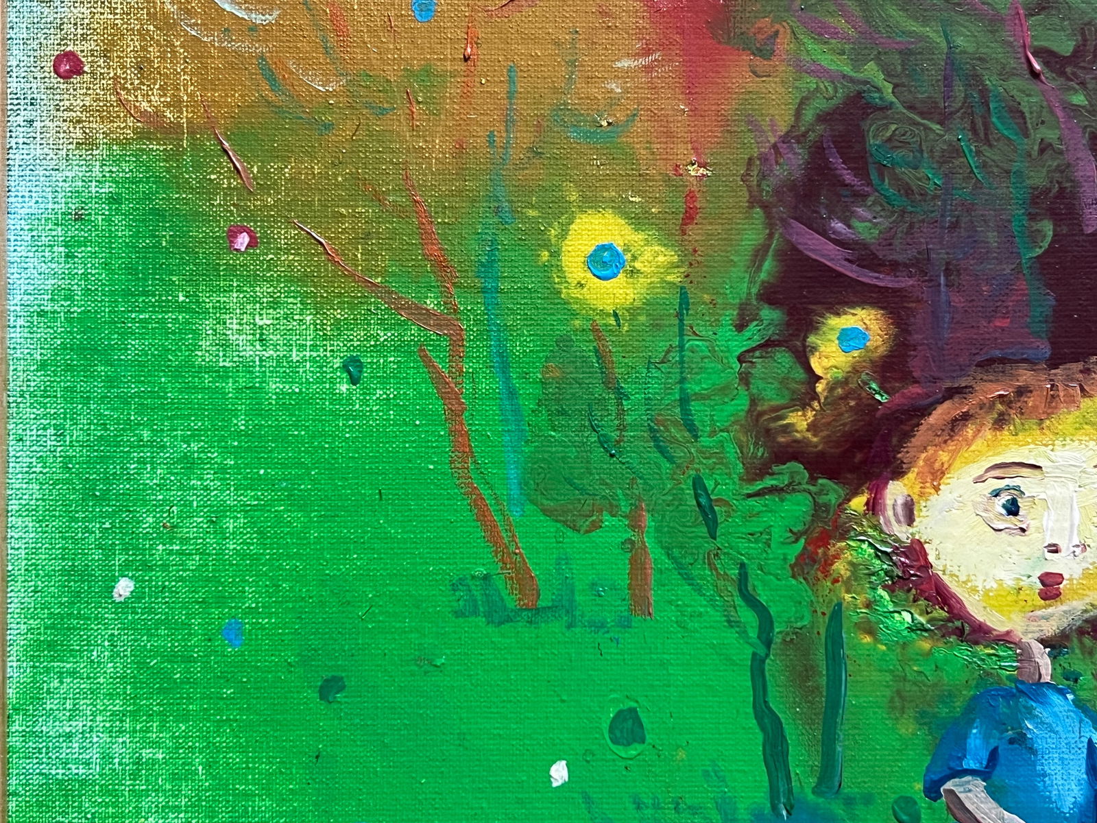 Abstract Oil painting with frame On a fishing trip K. Leonid - 4