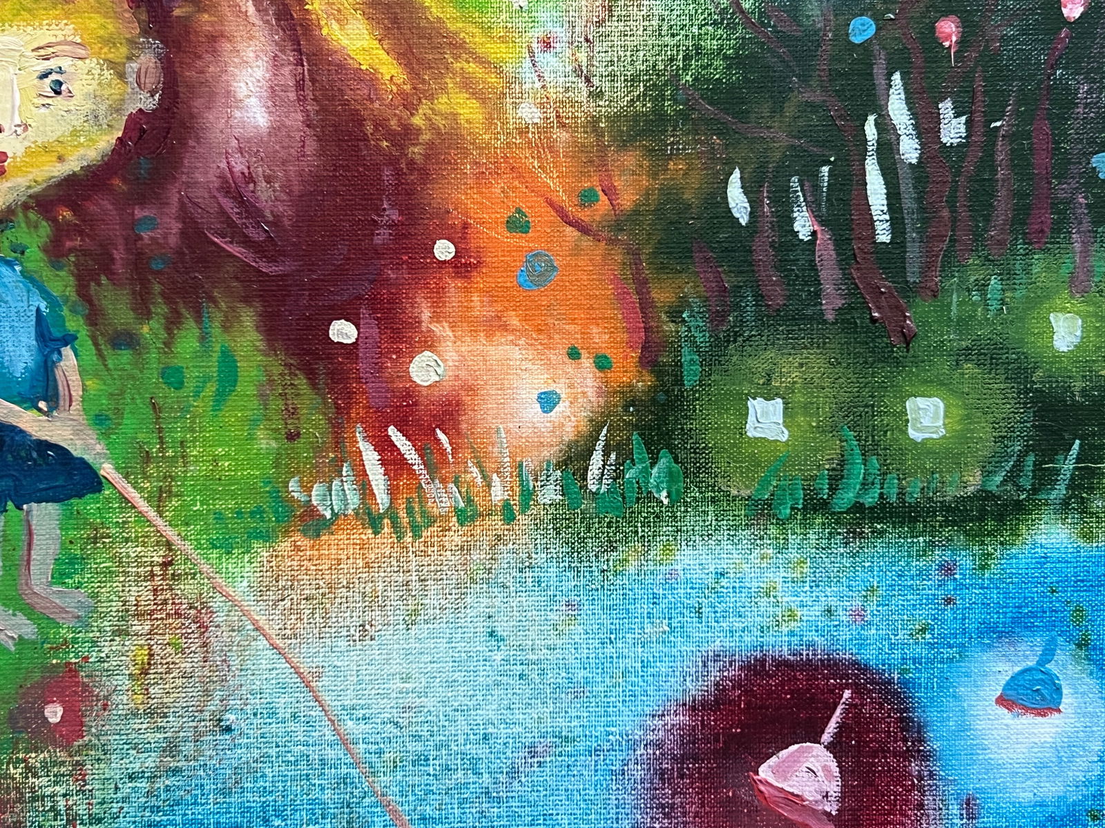 Abstract Oil painting with frame On a fishing trip K. Leonid - 8