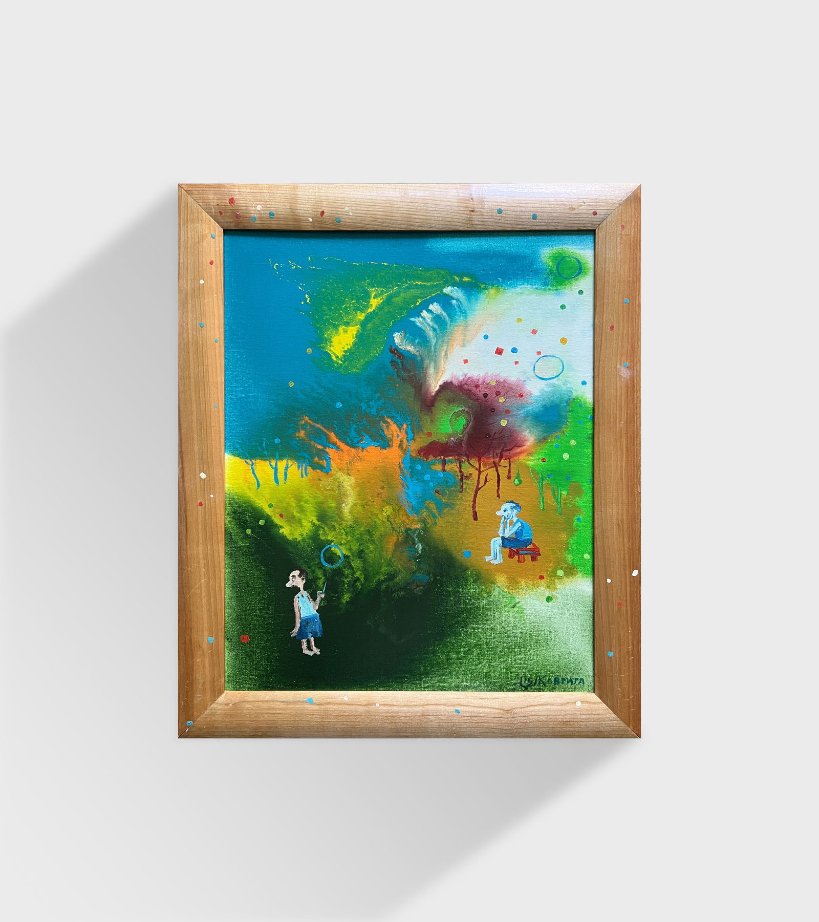 Abstract Oil painting with frame Reflections K. Leonid - 12