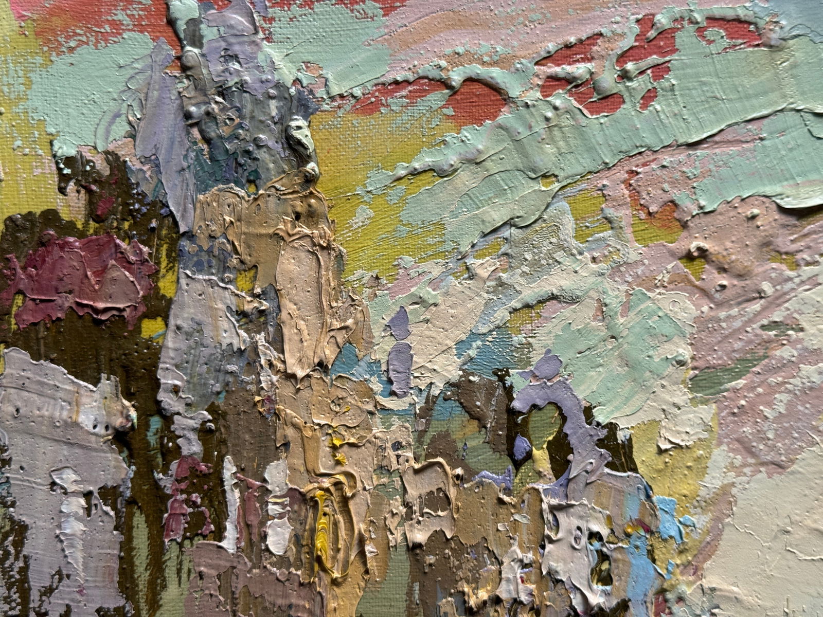 Abstract Oil painting with frame City, Evening K. Leonid - 2