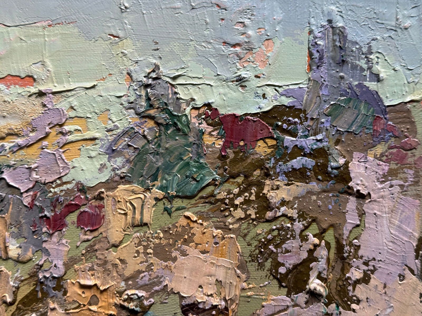 Abstract Oil painting with frame City, Evening K. Leonid - 4