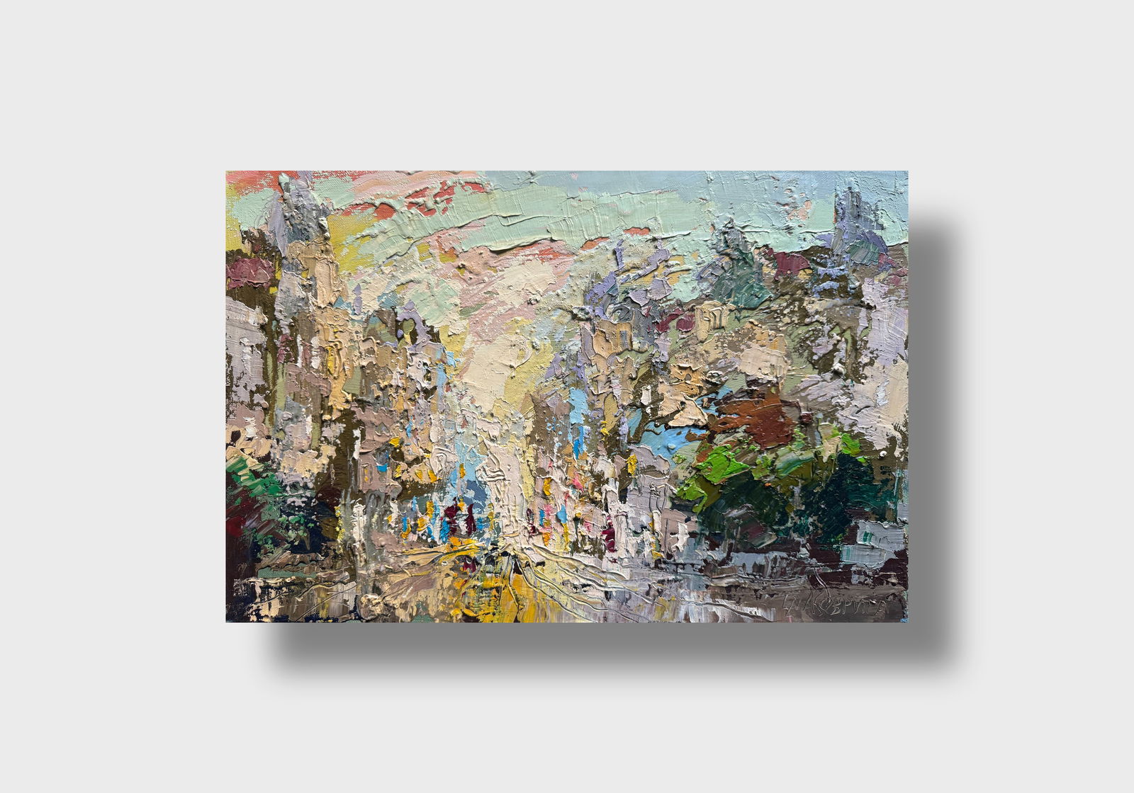 Abstract Oil painting with frame City, Evening K. Leonid - 9