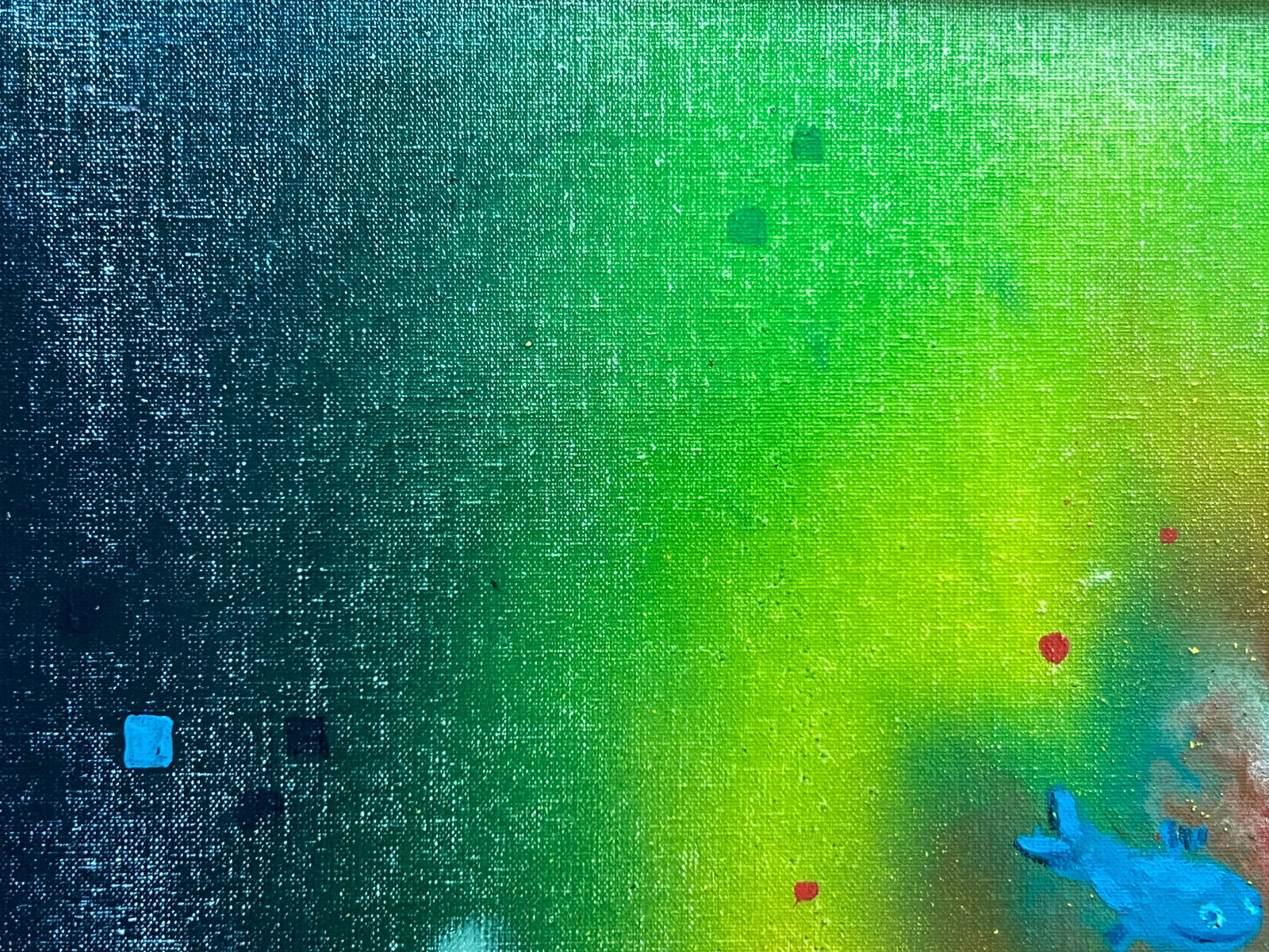 Abstract Oil painting with frame Blue fish K. Leonid - 2