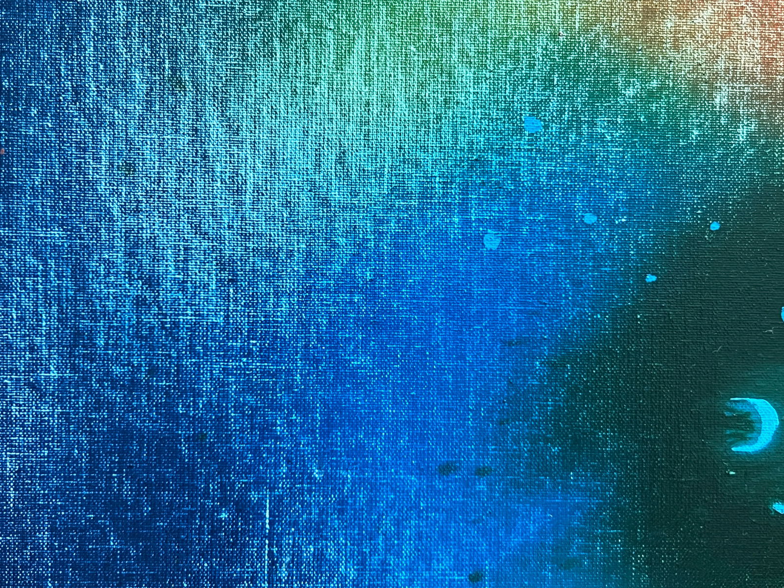 Abstract Oil painting with frame Blue fish K. Leonid - 4