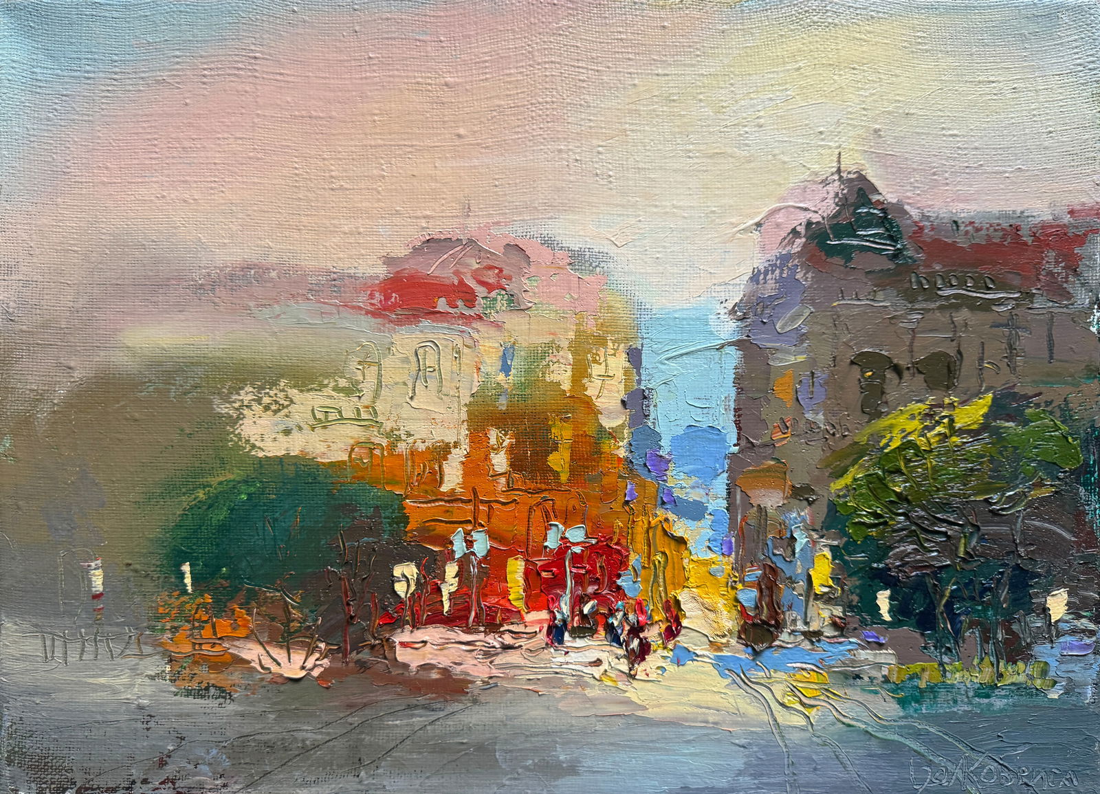 Abstract Oil painting with frame City K. Leonid (1 of 12)