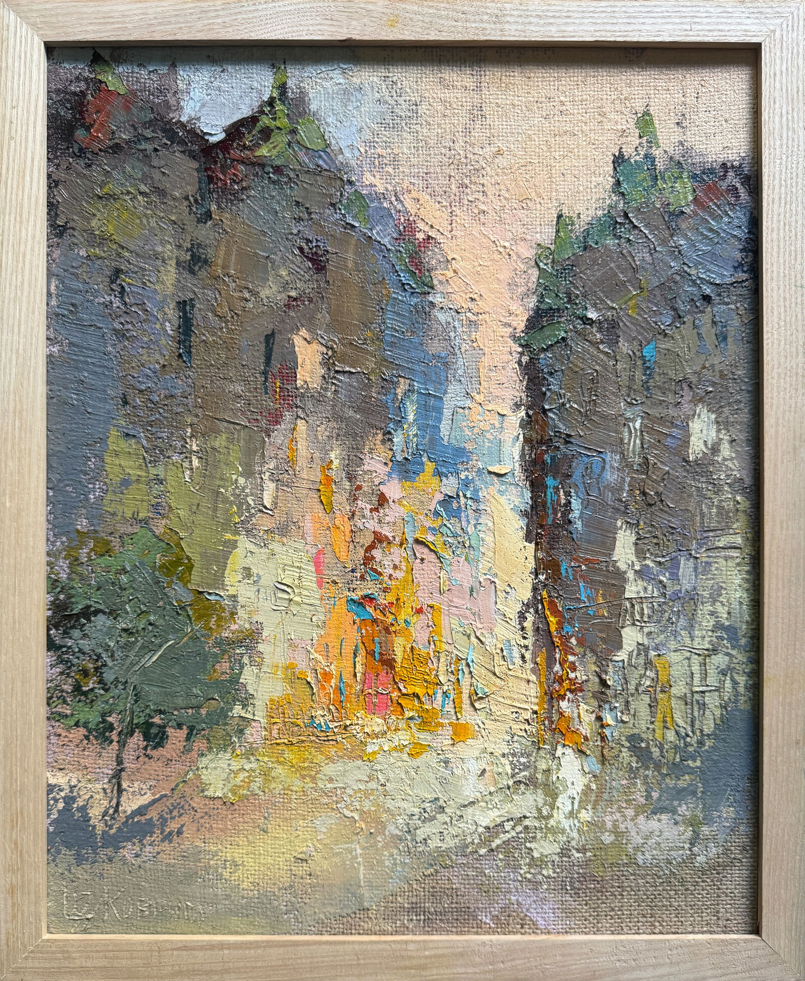 Abstract Oil painting with frame City K. Leonid (1 of 10)