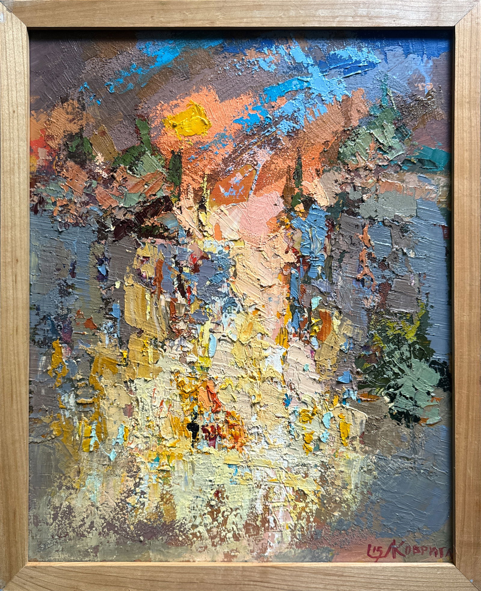 Abstract Oil painting with frame City K. Leonid (1 of 10)