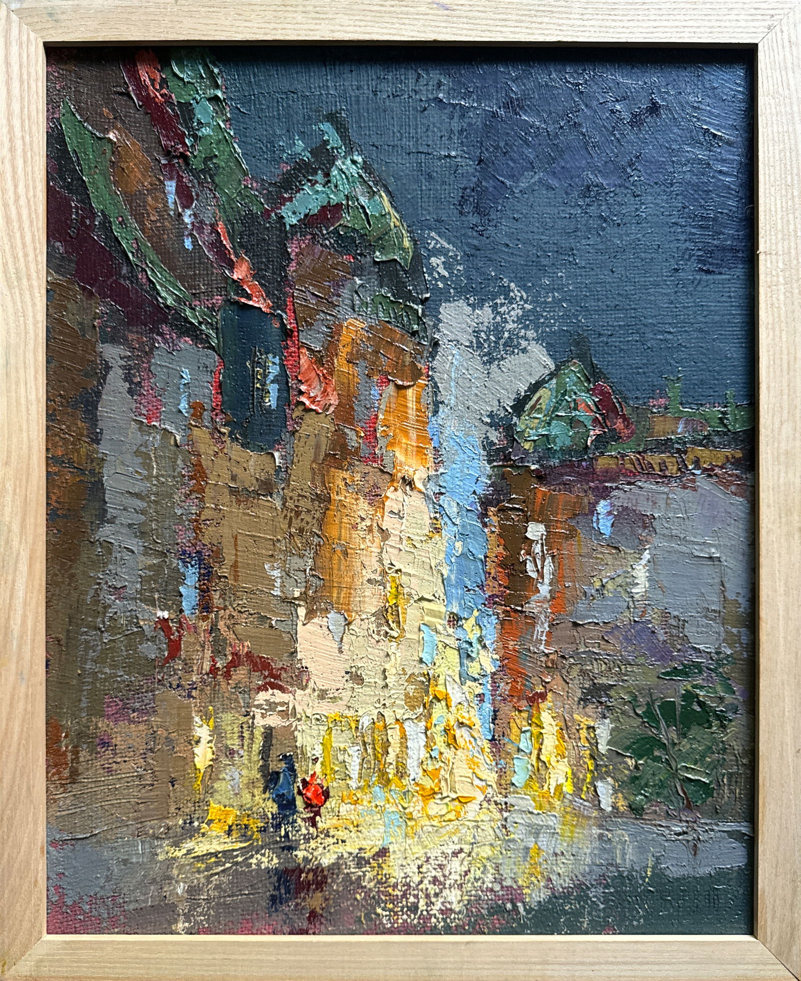 Abstract Oil painting with frame Evening City K. Leonid (1 of 10)