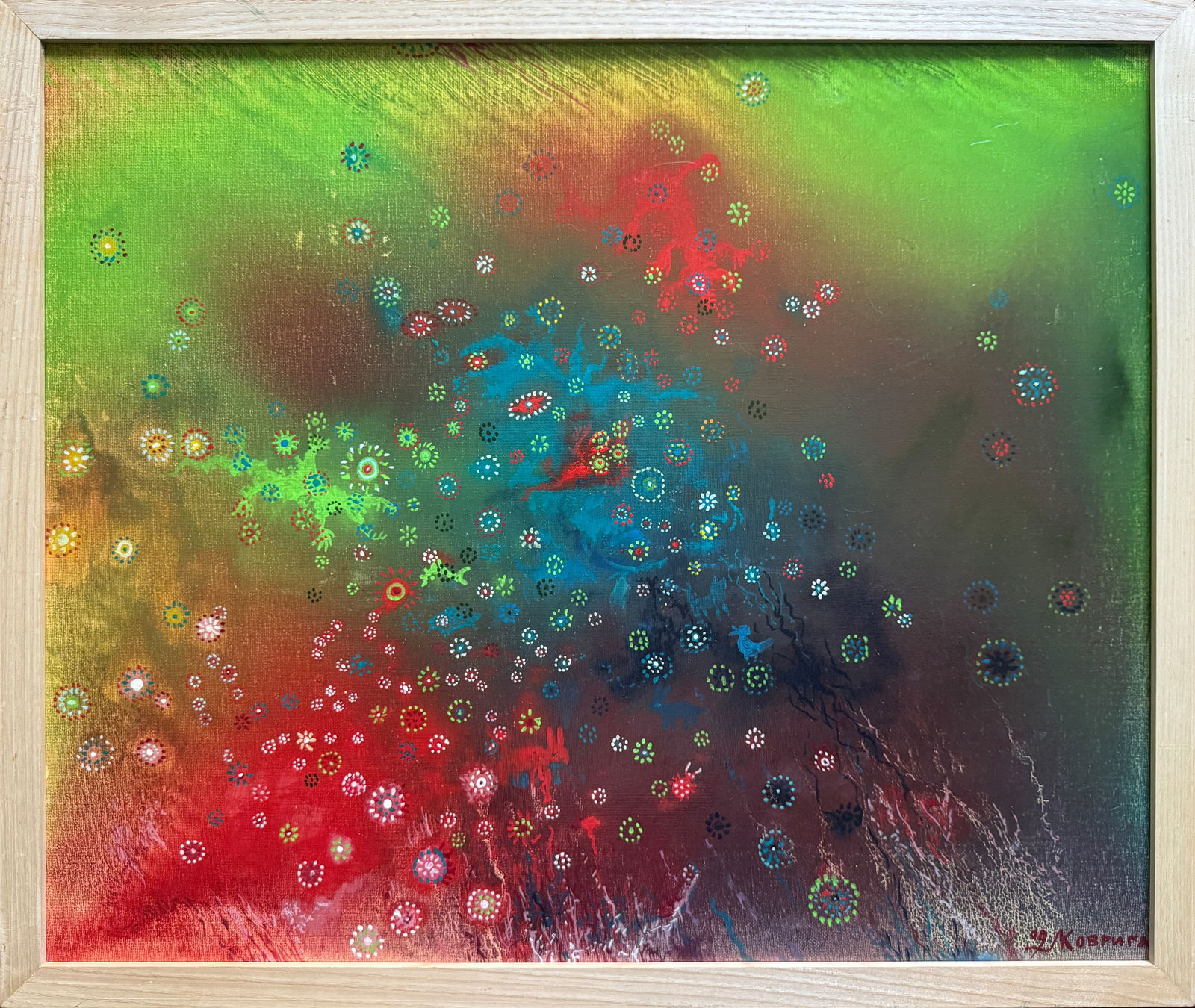 Abstract Oil painting with frame perception 4 K. Leonid: Title: Abstract Oil painting with frame perception 4 K. Leonid Description: 896KK Painter: K. Leonid Size: 54x65 cm/ 21.25x25.59 inches Components: oil, canvas, cardboard Original painting CONDITION: