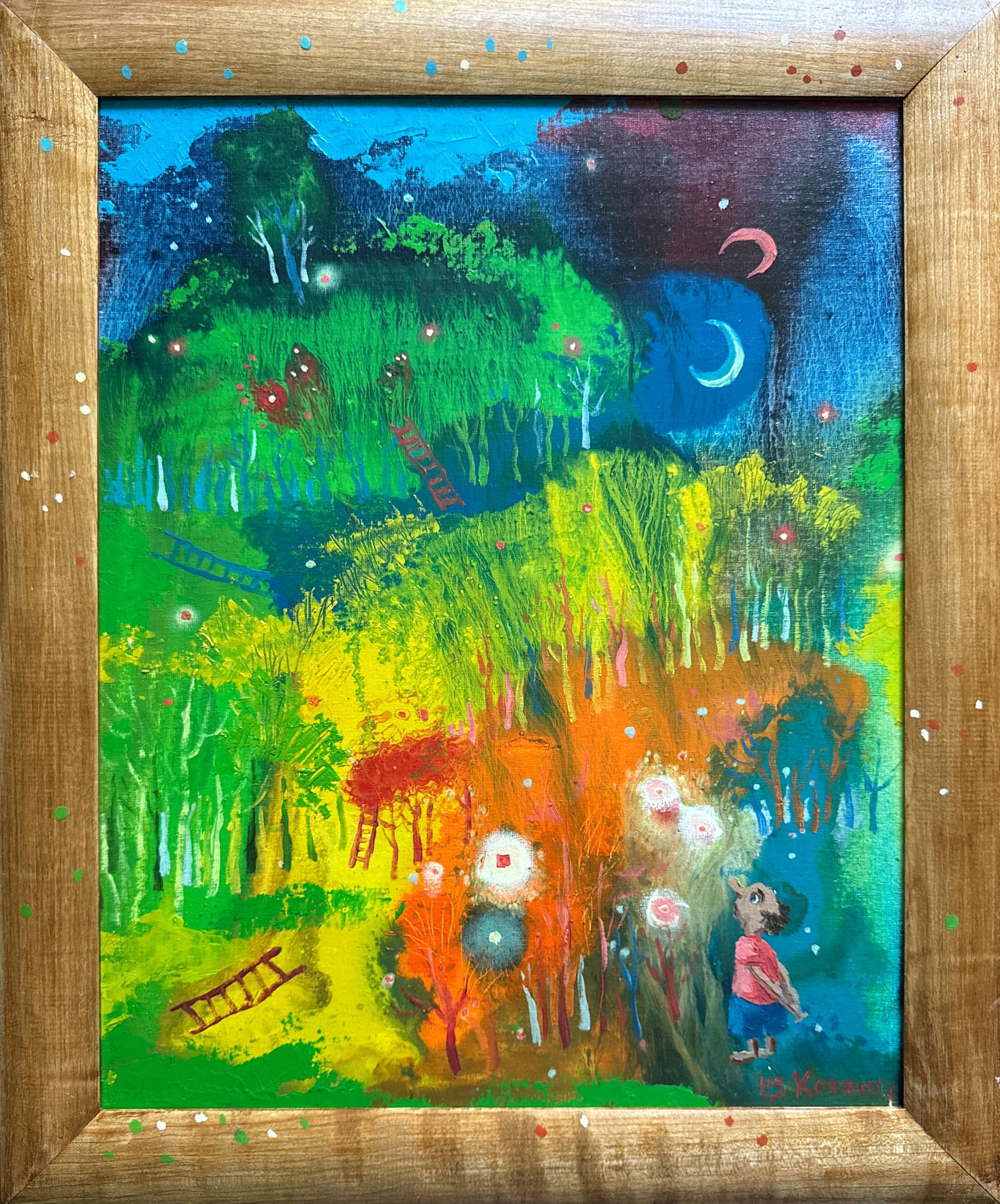 Abstract Oil painting with frame An abandoned garden K. Leonid (1 of 10)