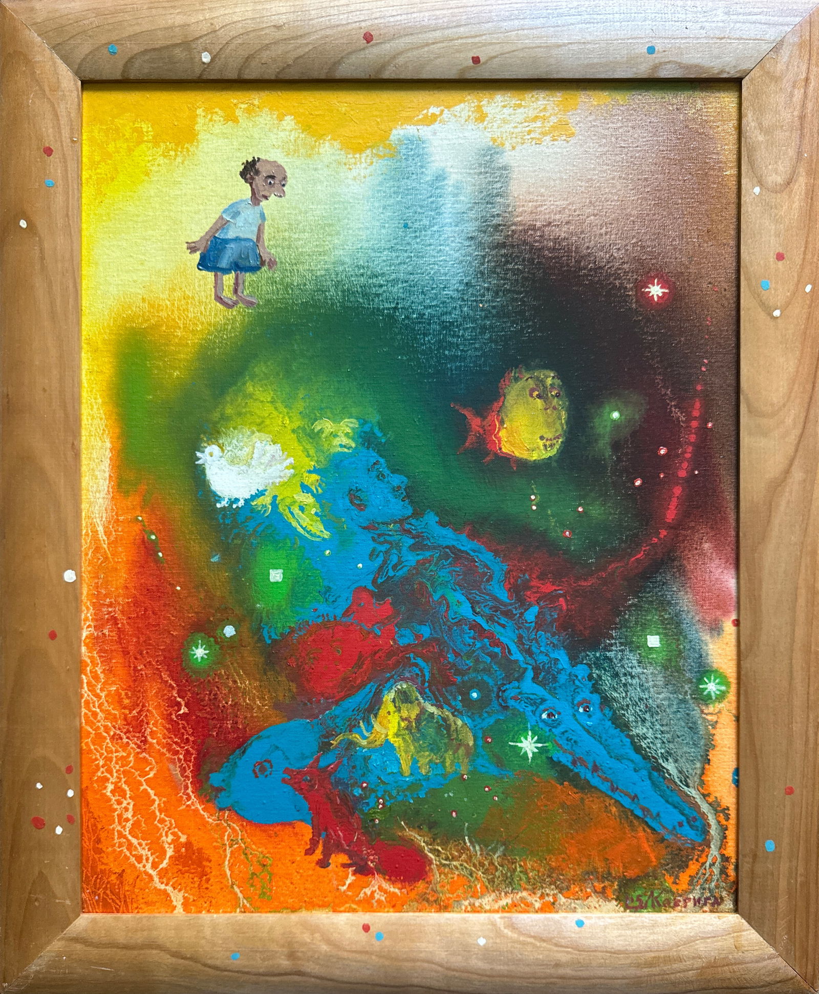 Abstract Oil painting with frame in the lake K. Leonid (1 of 11)