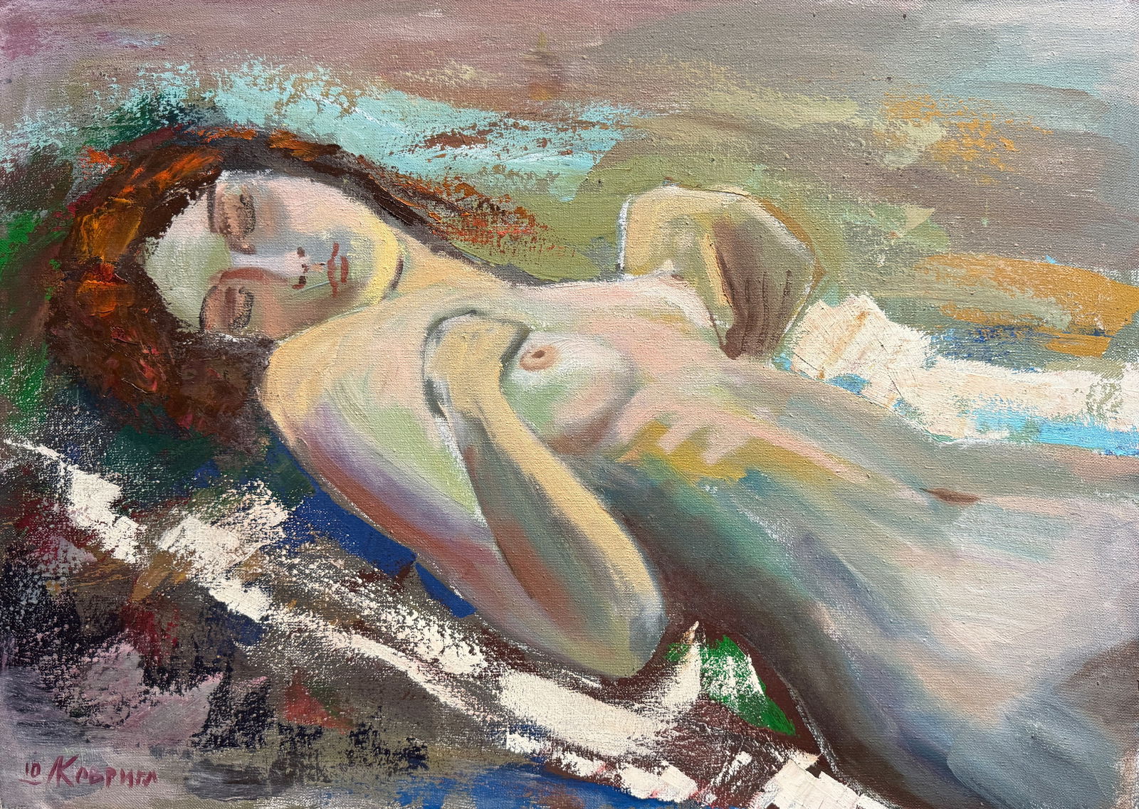 Abstract Oil painting with frame Nu K. Leonid (1 of 12)