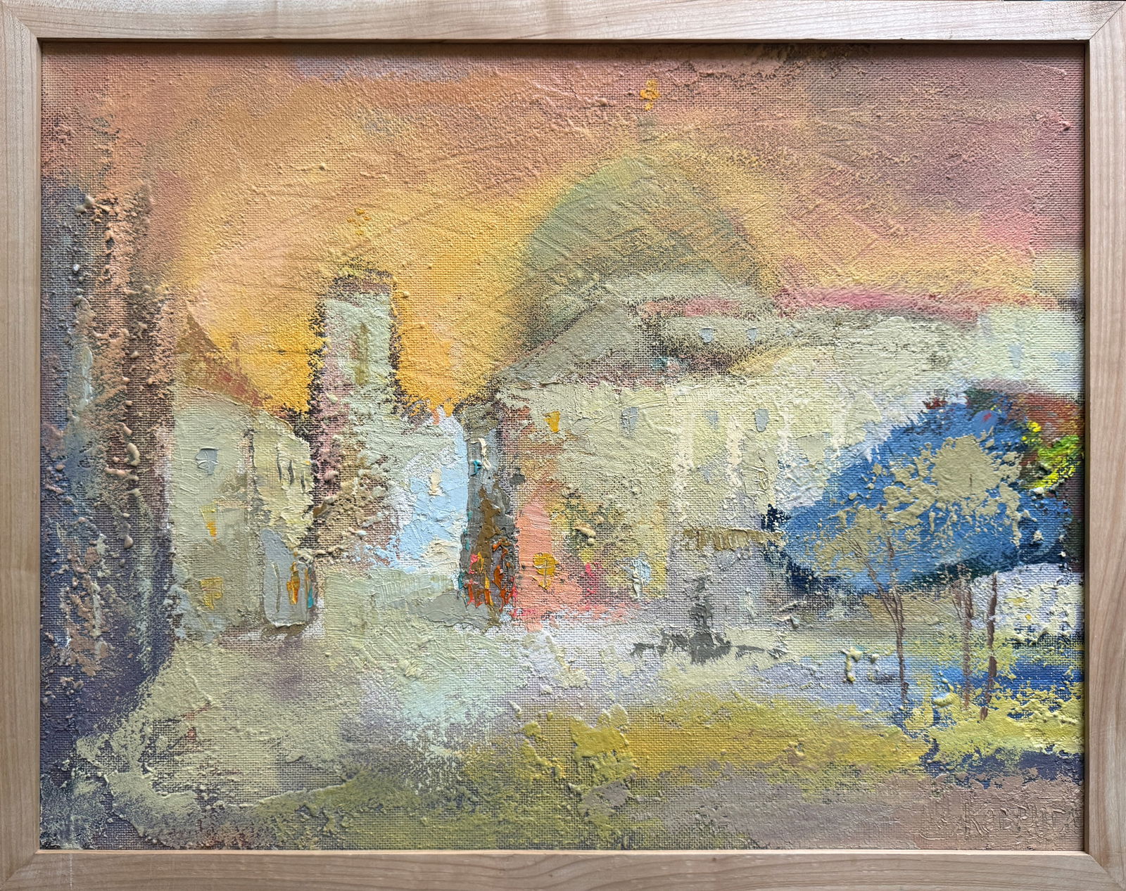 Abstract Oil painting with frame Lviv market square K. Leonid (1 of 12)
