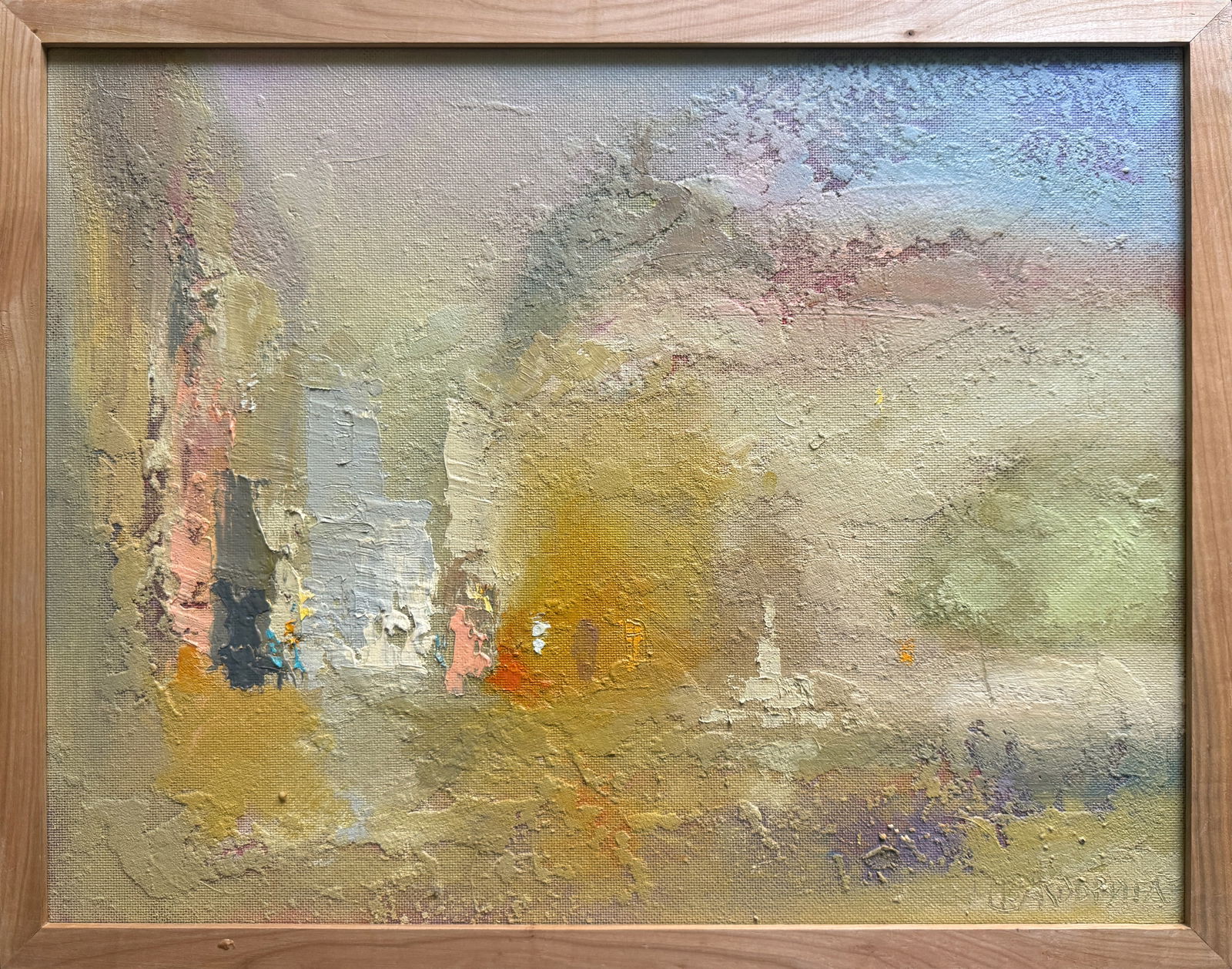 Abstract Oil painting with frame Heat in Lviv Square K. Leonid (1 of 12)