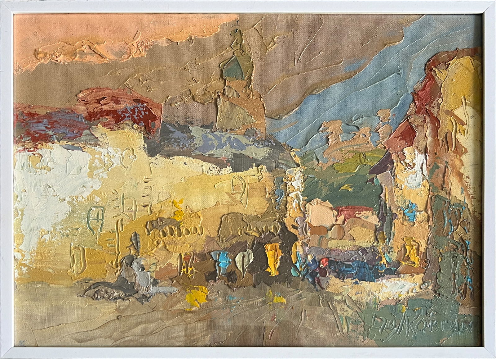 Abstract Oil painting with frame Lviv Market Square K. Leonid (1 of 7)