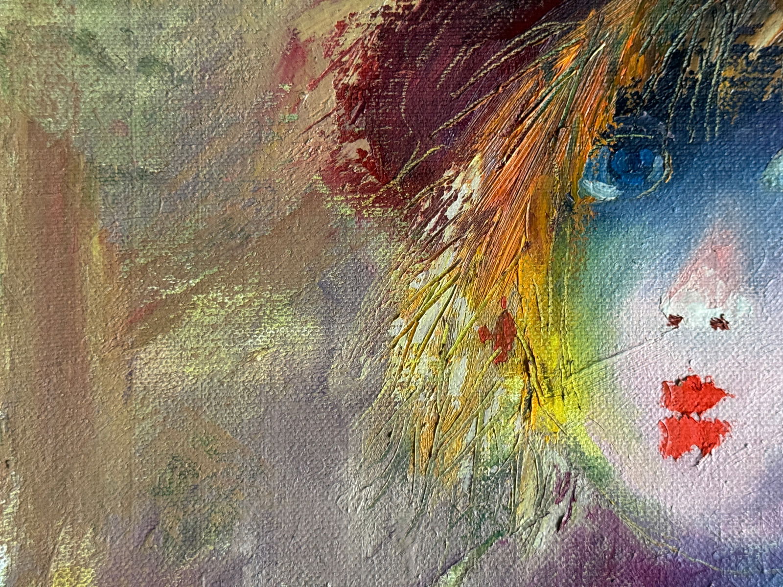 Abstract Oil painting with frame red hat K. Leonid - 3