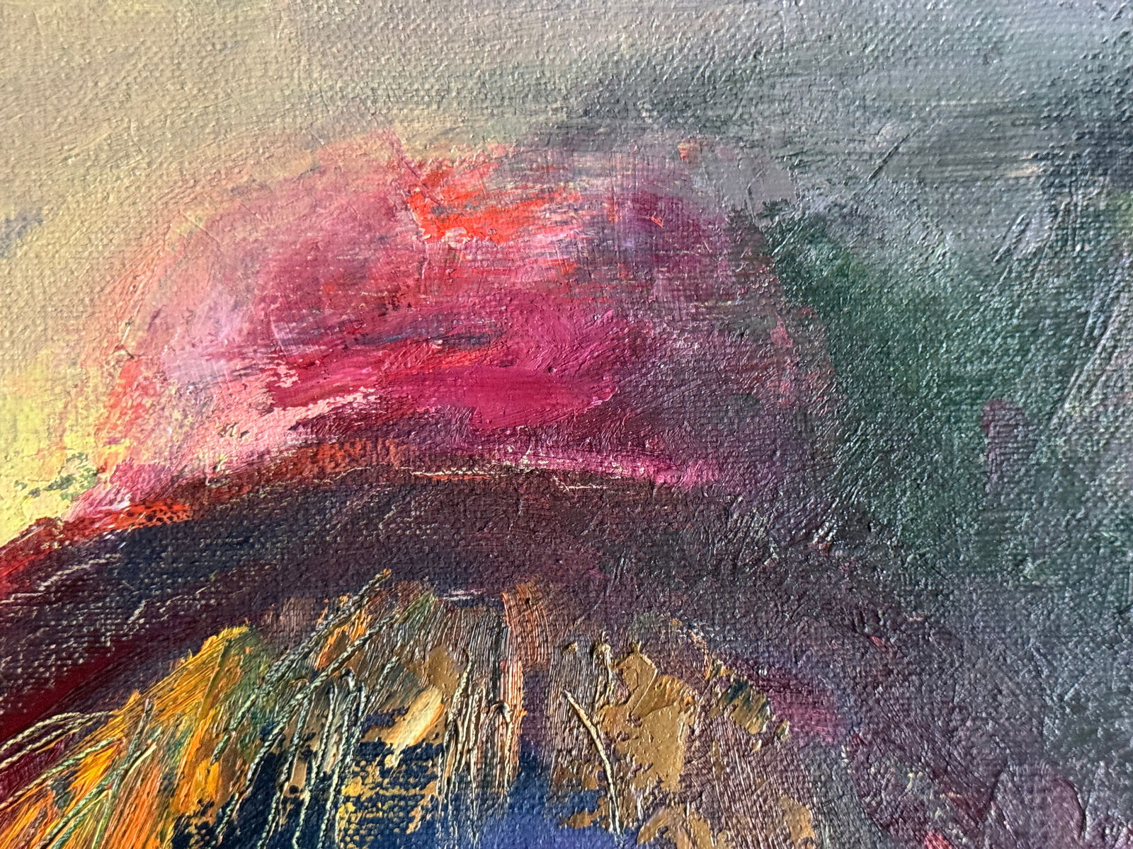 Abstract Oil painting with frame red hat K. Leonid - 9