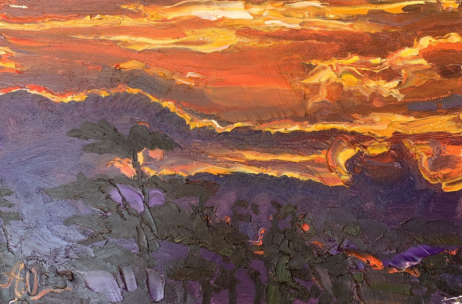 Abstract Oil painting Evening in a large ferry Onyshchenko (1 of 10)