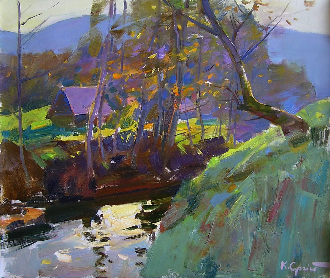 Oil painting reflections on the water Serg Kovalenko: Title: Oil painting reflections on the water Serg Kovalenko Description: 99SK Painter: Serg Kovalenko Size: 50x60 cm/19.7x23.6 inches Components: oil, canvas Original painting CONDITION: excellent ERA