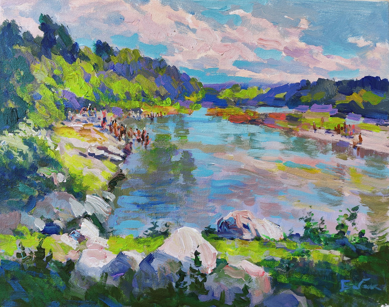 Acrylic painting Bystrytsia Nadvirnyanska river Vyacheslav Petrovich Babac (1 of 2)