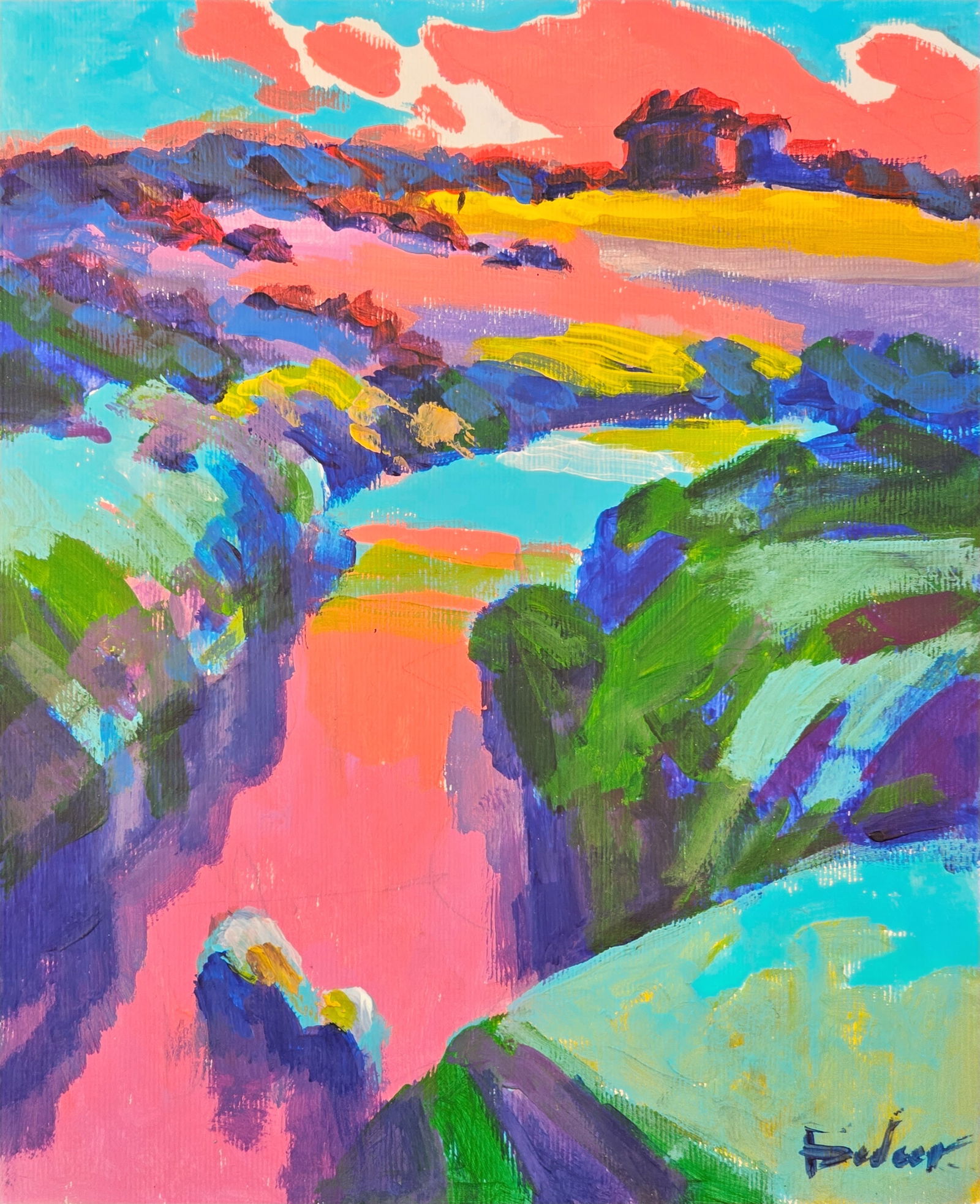 Oil painting Red evening Vyacheslav Petrovich Babac (1 of 10)