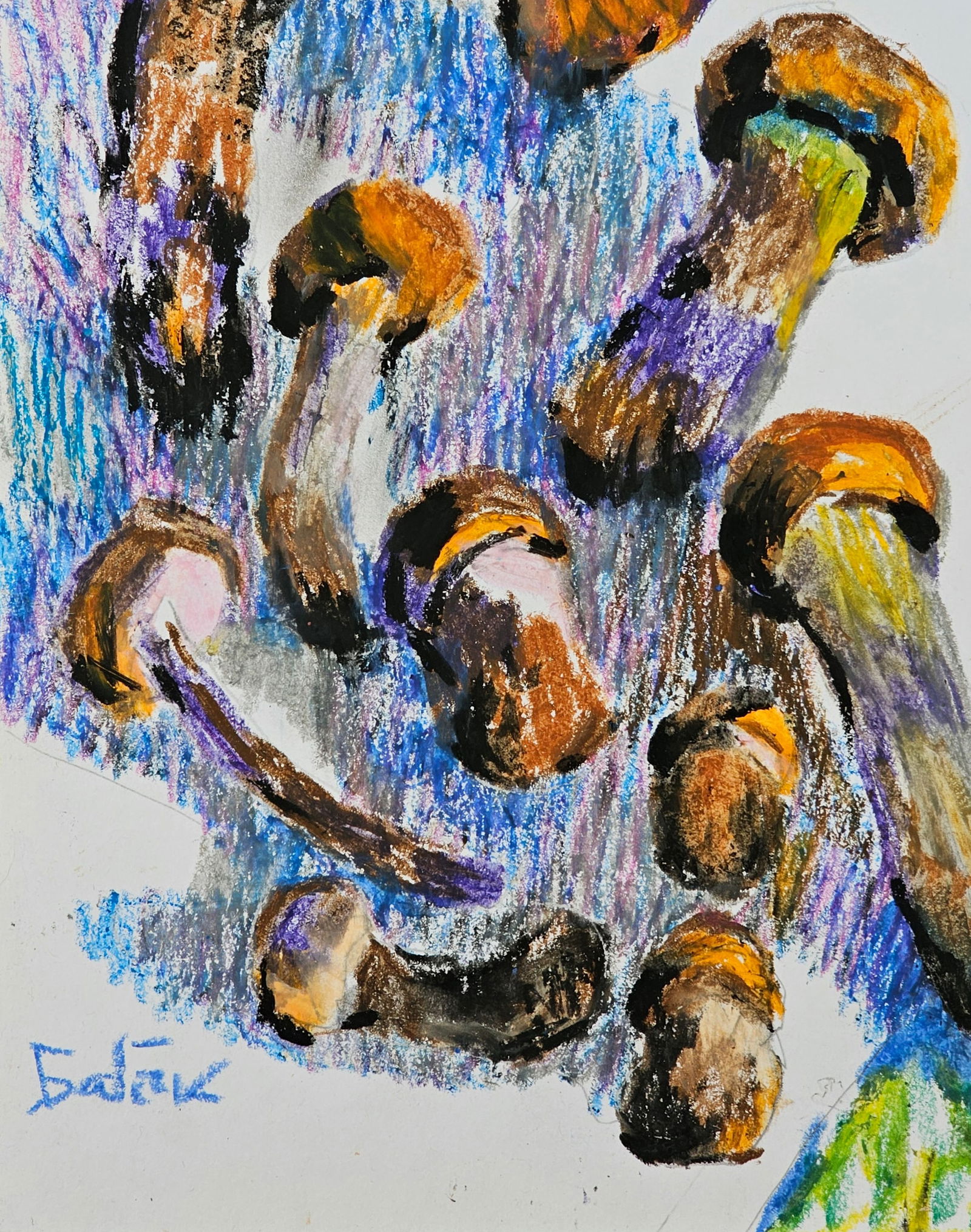 Acrylic painting mushrooms Leccinum aurantiacum Vyacheslav Petrovich Babac - 5