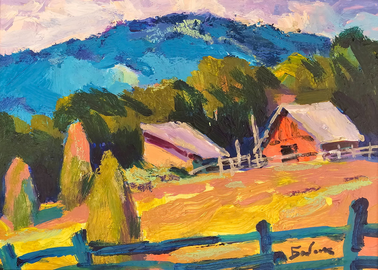 Acrylic painting Carpathian village Vyacheslav Petrovich Babac (1 of 10)