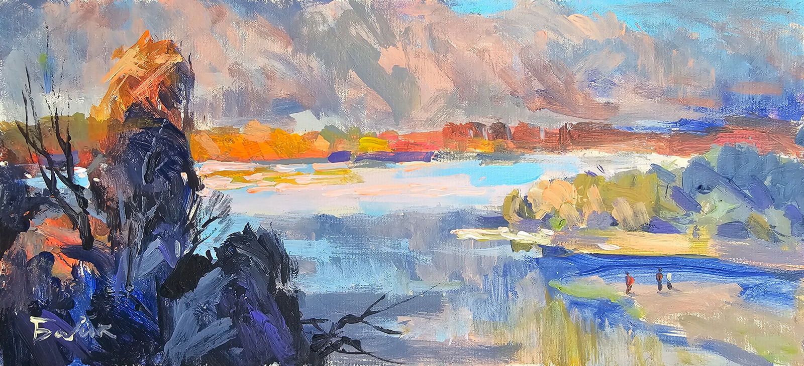 Acrylic painting Evening motif Vyacheslav Petrovich Babac (1 of 10)