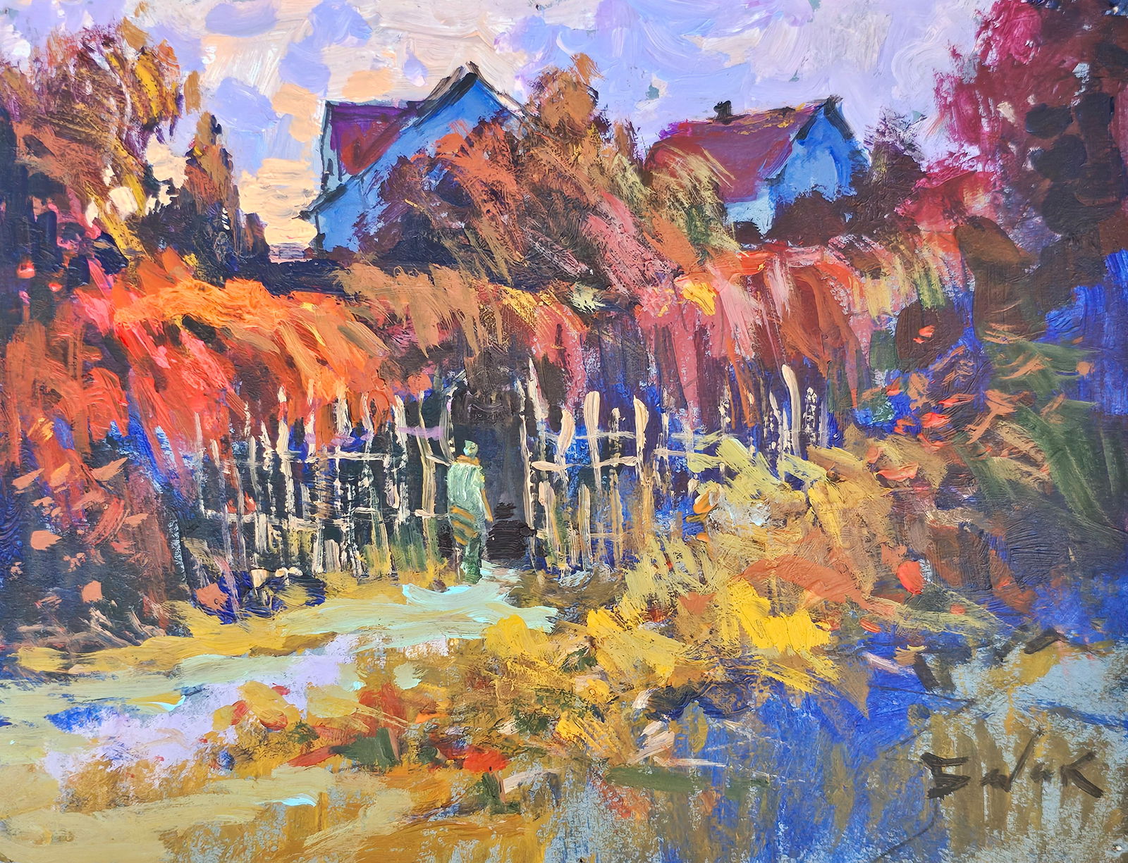 Acrylic painting Evening motif Vyacheslav Petrovich Babac (1 of 10)