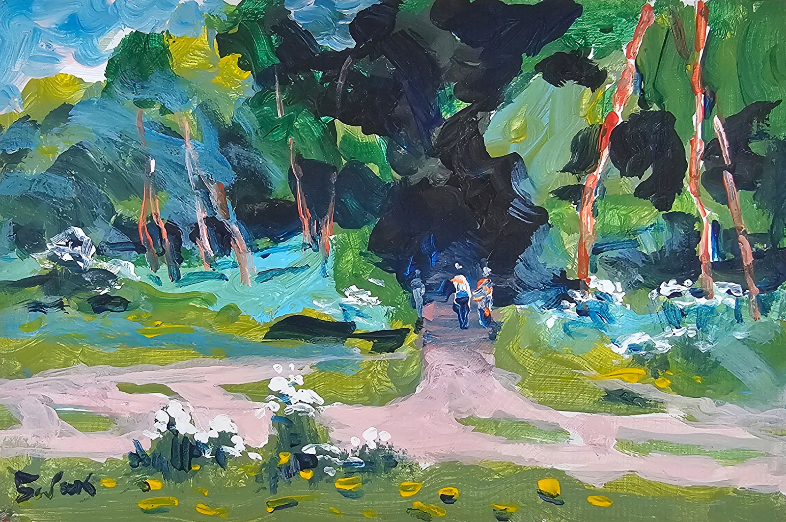 Acrylic painting The road to the river Vyacheslav Petrovich Babac (1 of 11)