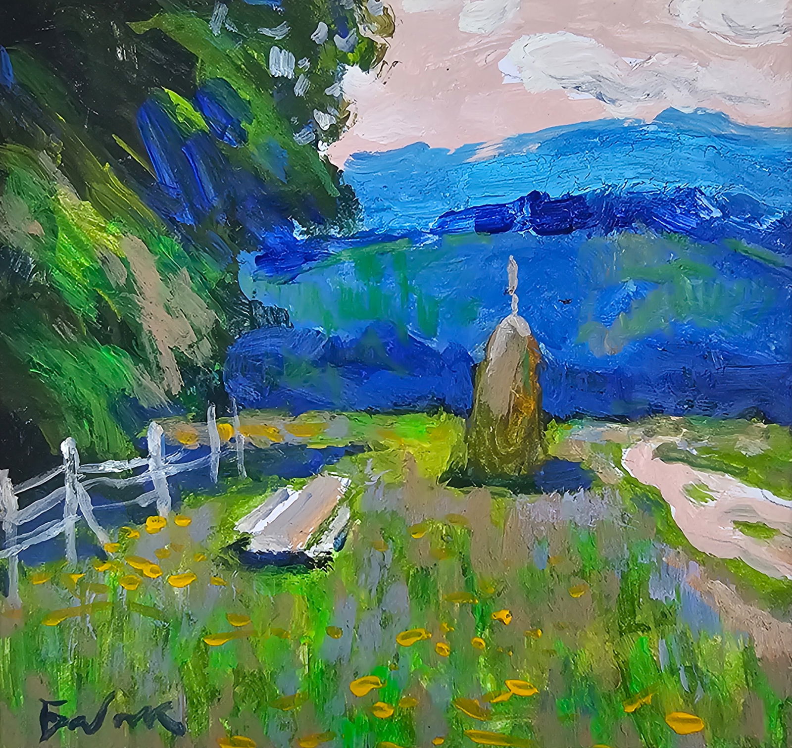 Acrylic painting Carpathian village Vyacheslav Petrovich Babac (1 of 10)