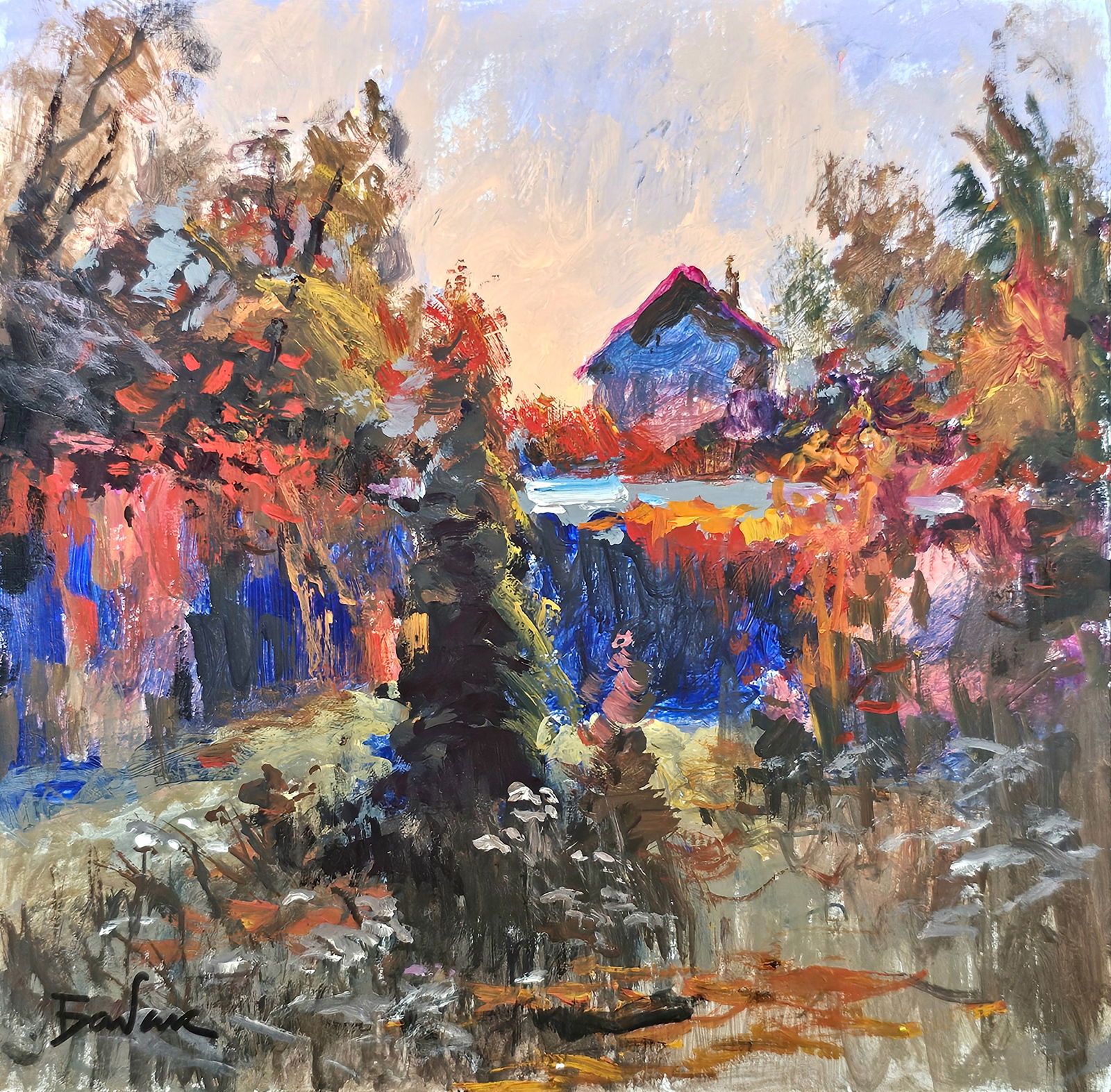 Acrylic painting Autumn has come Vyacheslav Petrovich Babac (1 of 10)