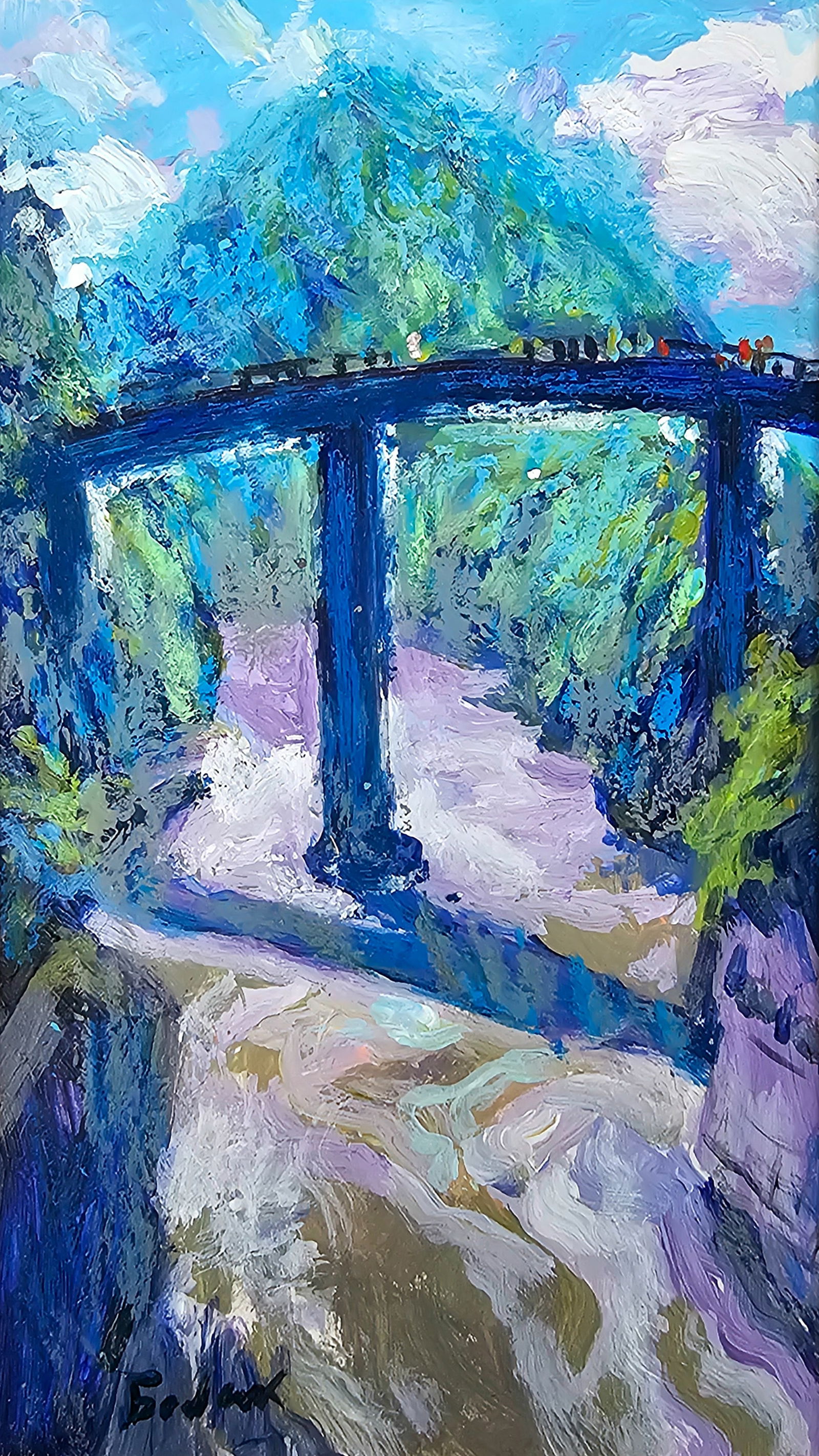 Acrylic painting a river in the Carpathians Vyacheslav Petrovich Babac (1 of 10)