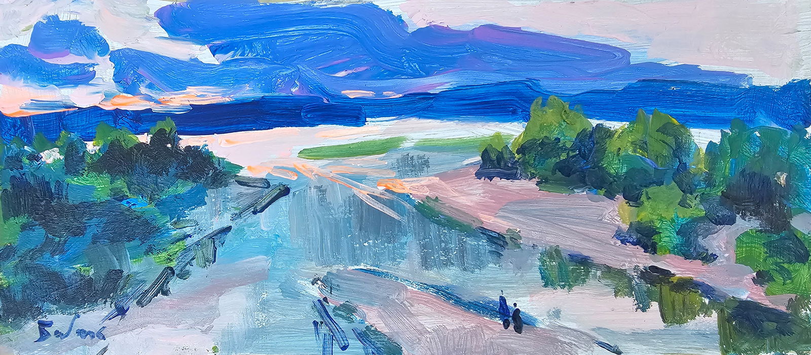 Acrylic painting Evening motif Vyacheslav Petrovich Babac (1 of 10)