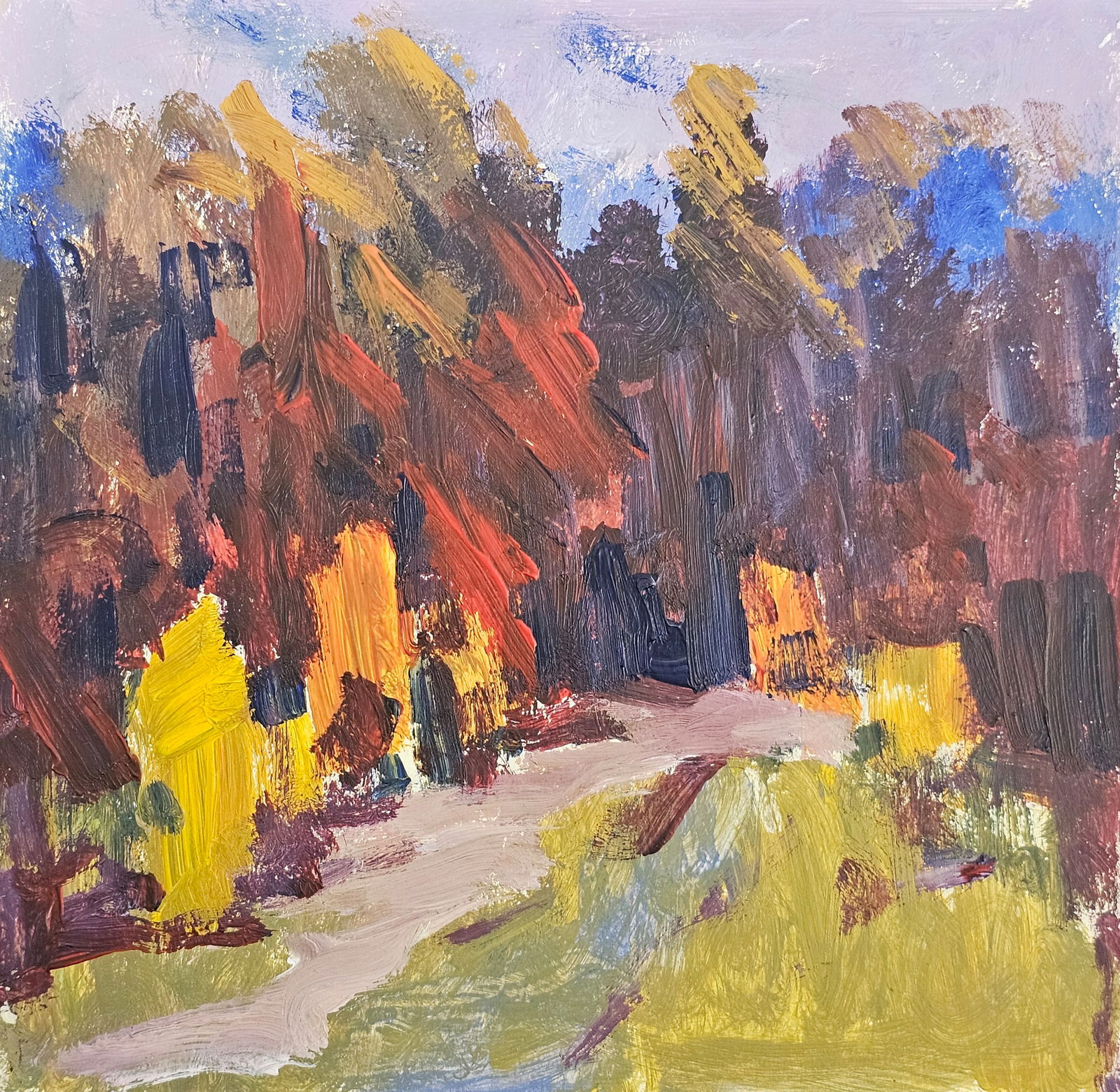Acrylic painting Autumn flares Vyacheslav Petrovich Babac: Title: Acrylic painting Autumn flares Vyacheslav Petrovich Babac Description: 380BA Painter: Vyacheslav Petrovick Babac Size: 25x26 cm/ 9.84x10.23 inches Components: Acrylic, cardboard Original painti