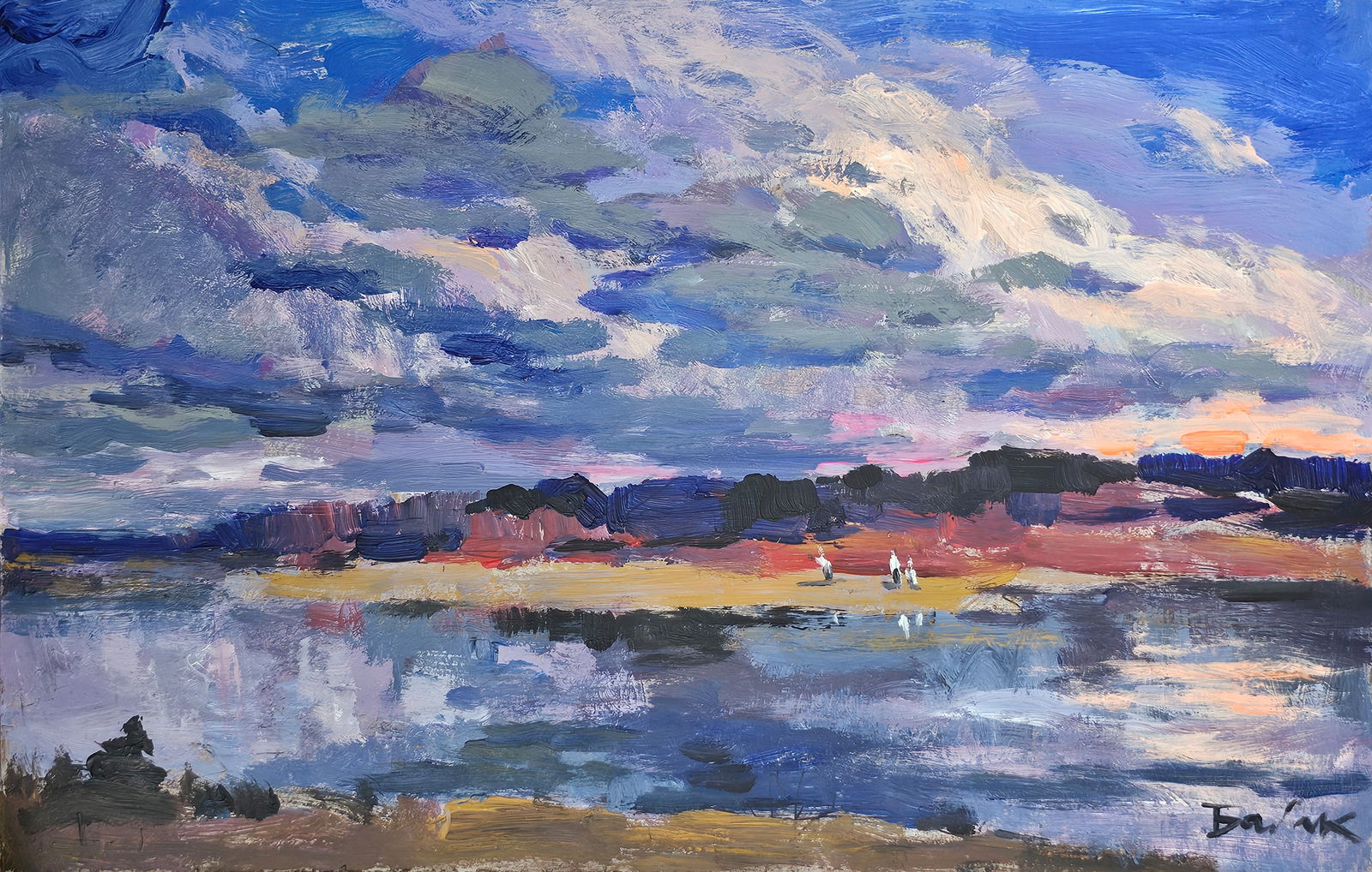 Acrylic painting gloomy evening Vyacheslav Petrovich Babac (1 of 10)