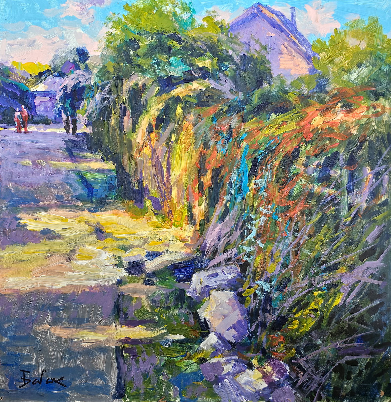 Acrylic painting street Vyacheslav Petrovich Babac (1 of 10)