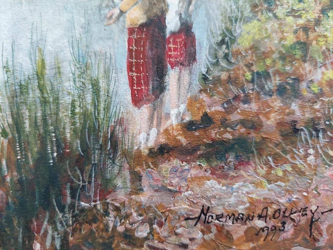 English School; Traditional English Painting Children Feeding Swans Richmond Park London, 20th - 6