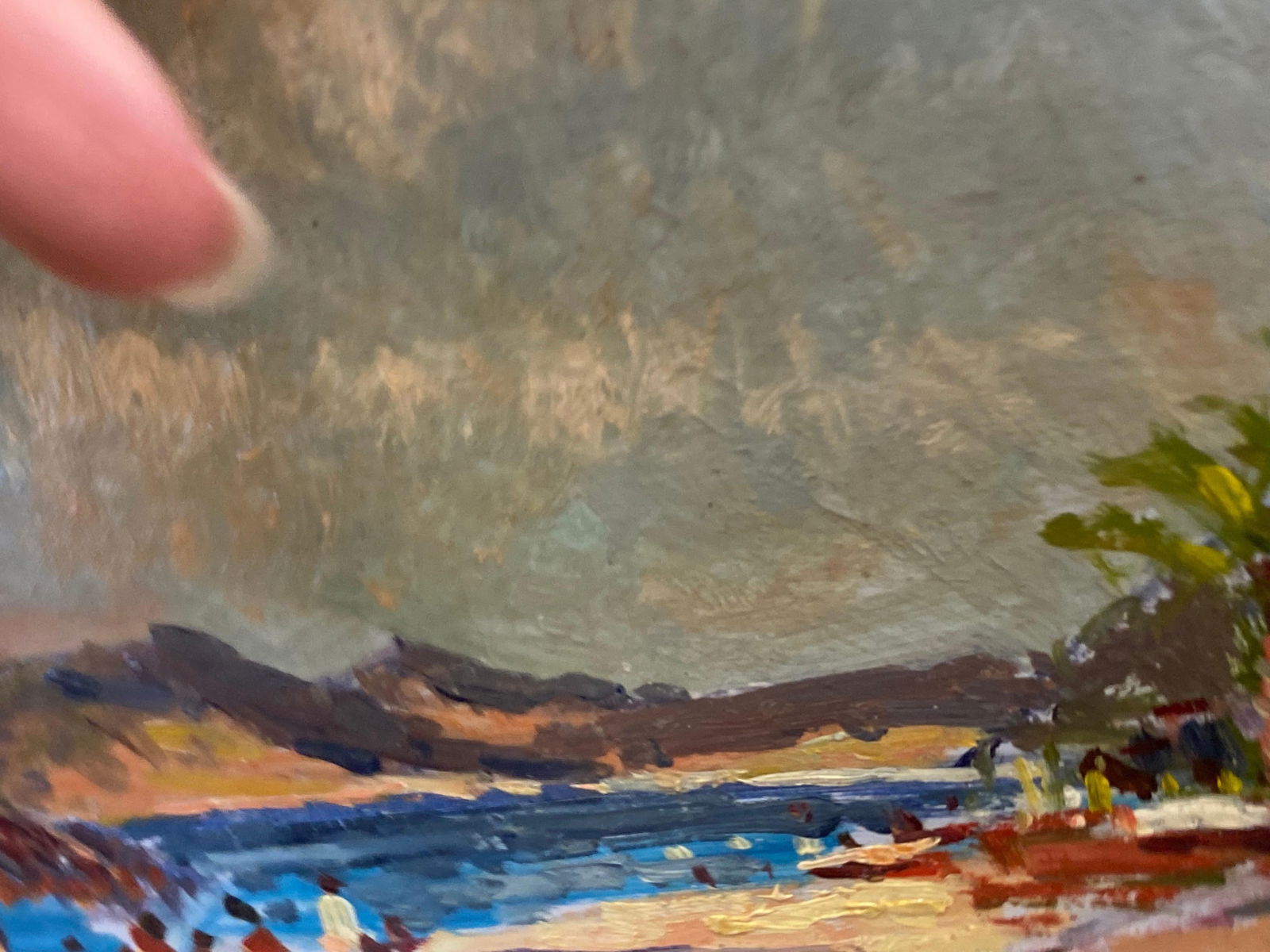 French Impressionist En Plein Air Oil Painting, Coastal Scene with Figures, 20th Century - 5