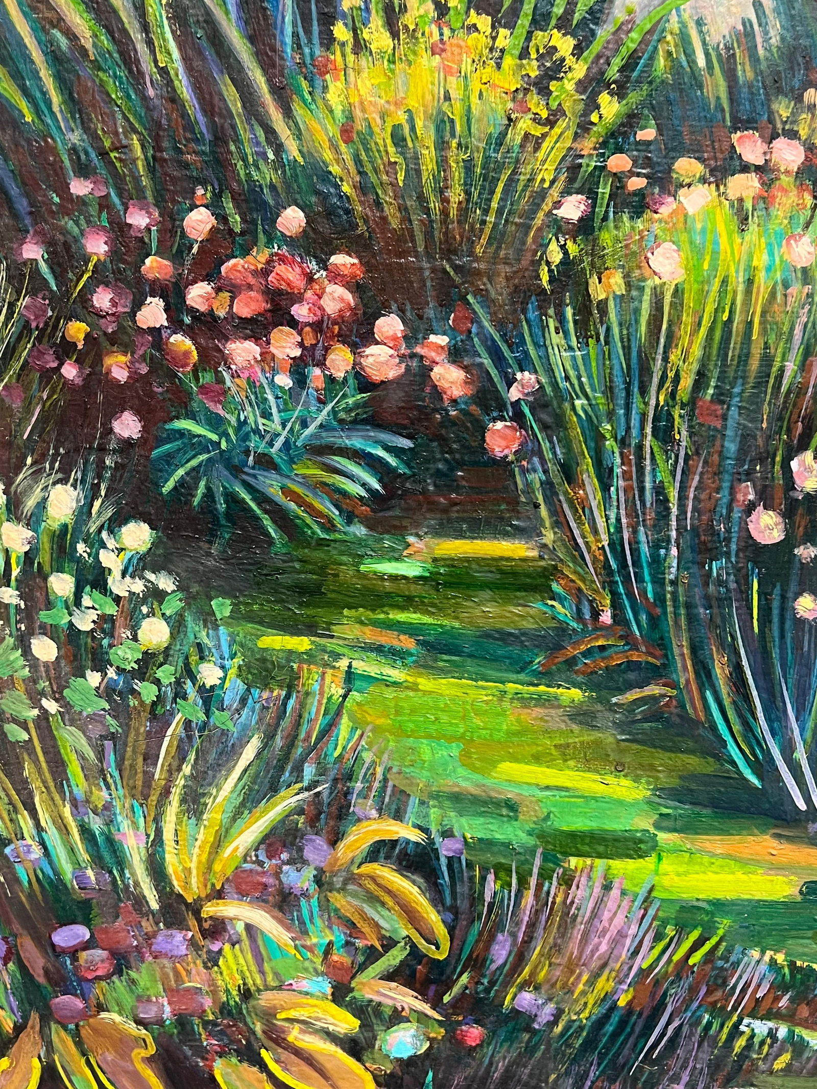 Max Toutain; The Provence House Flower Garden Large 20th Century French Oil Painting - 8