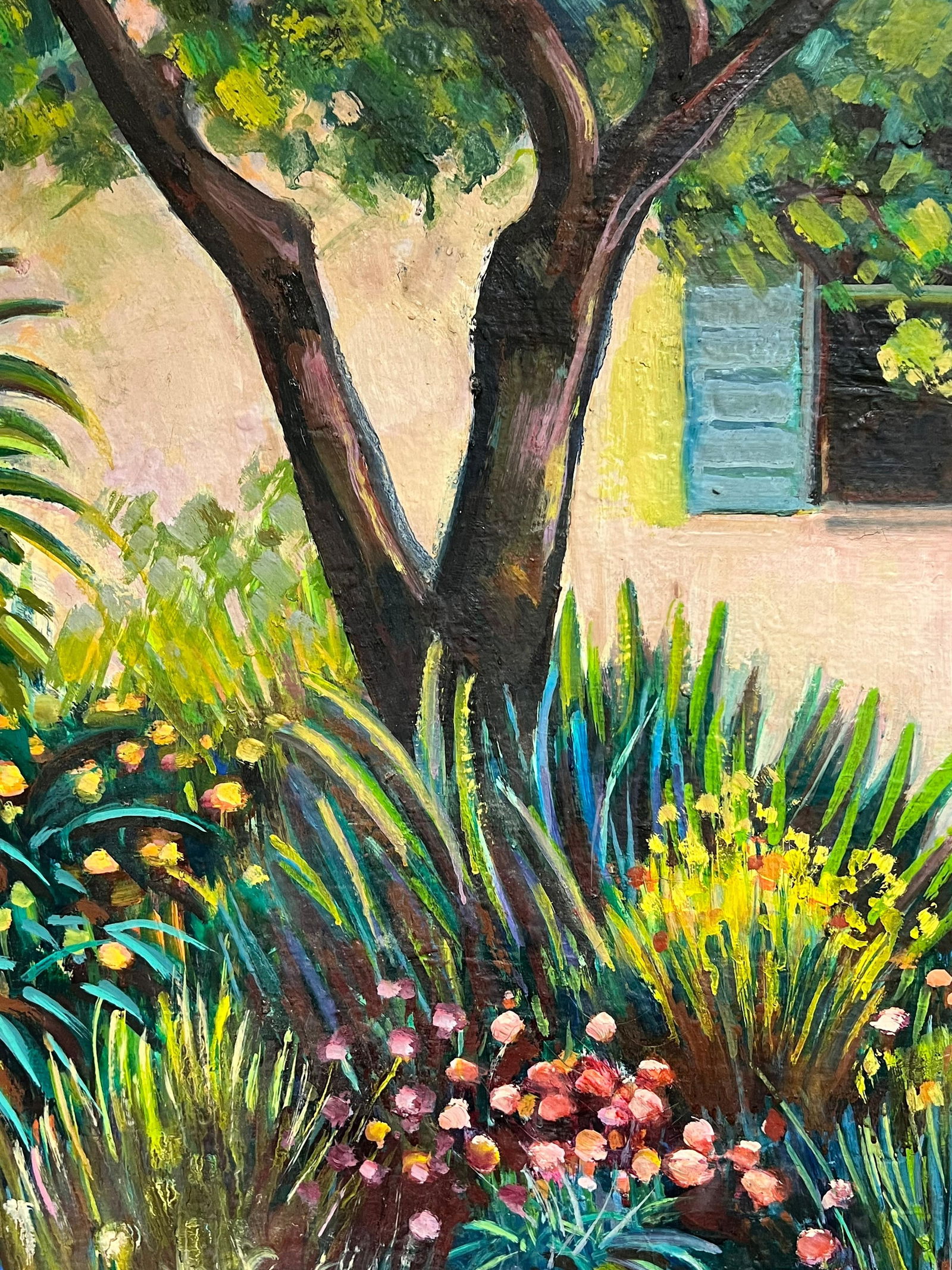 Max Toutain; The Provence House Flower Garden Large 20th Century French Oil Painting - 9