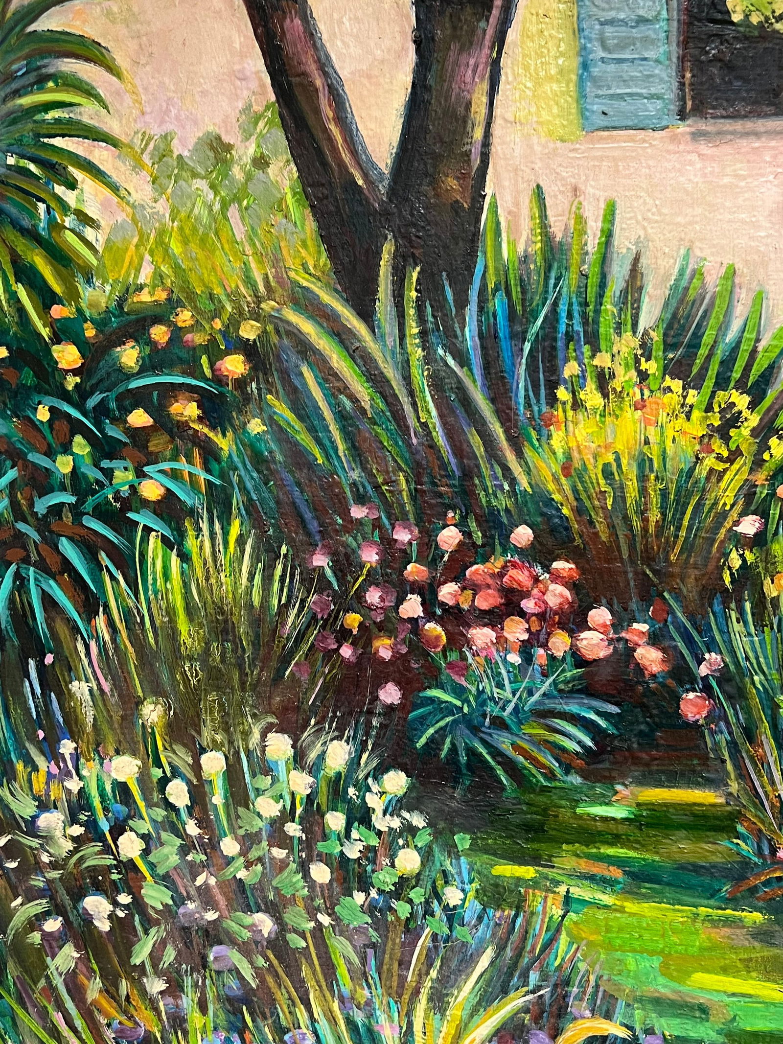 Max Toutain; The Provence House Flower Garden Large 20th Century French Oil Painting - 11