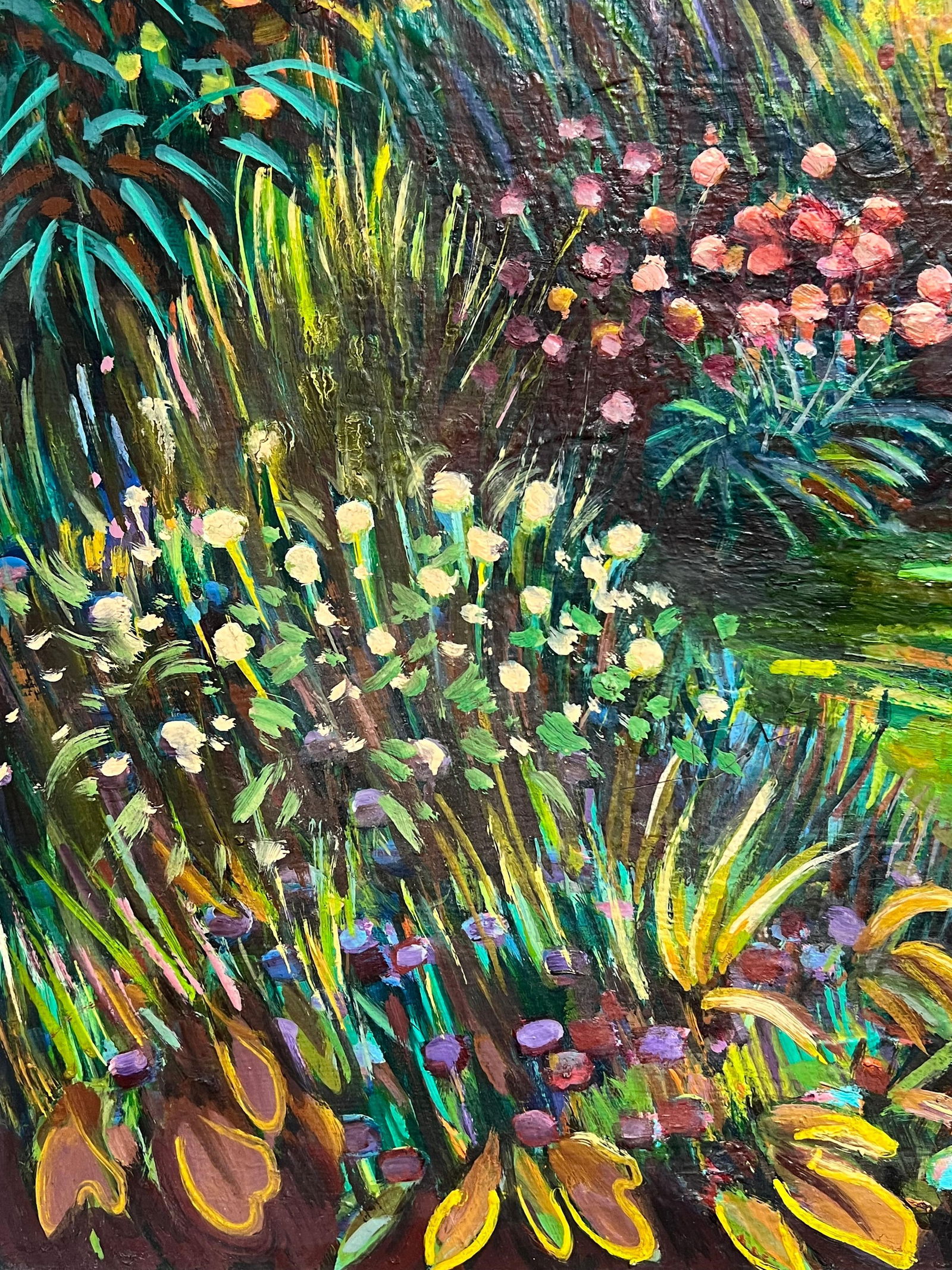 Max Toutain; The Provence House Flower Garden Large 20th Century French Oil Painting - 12