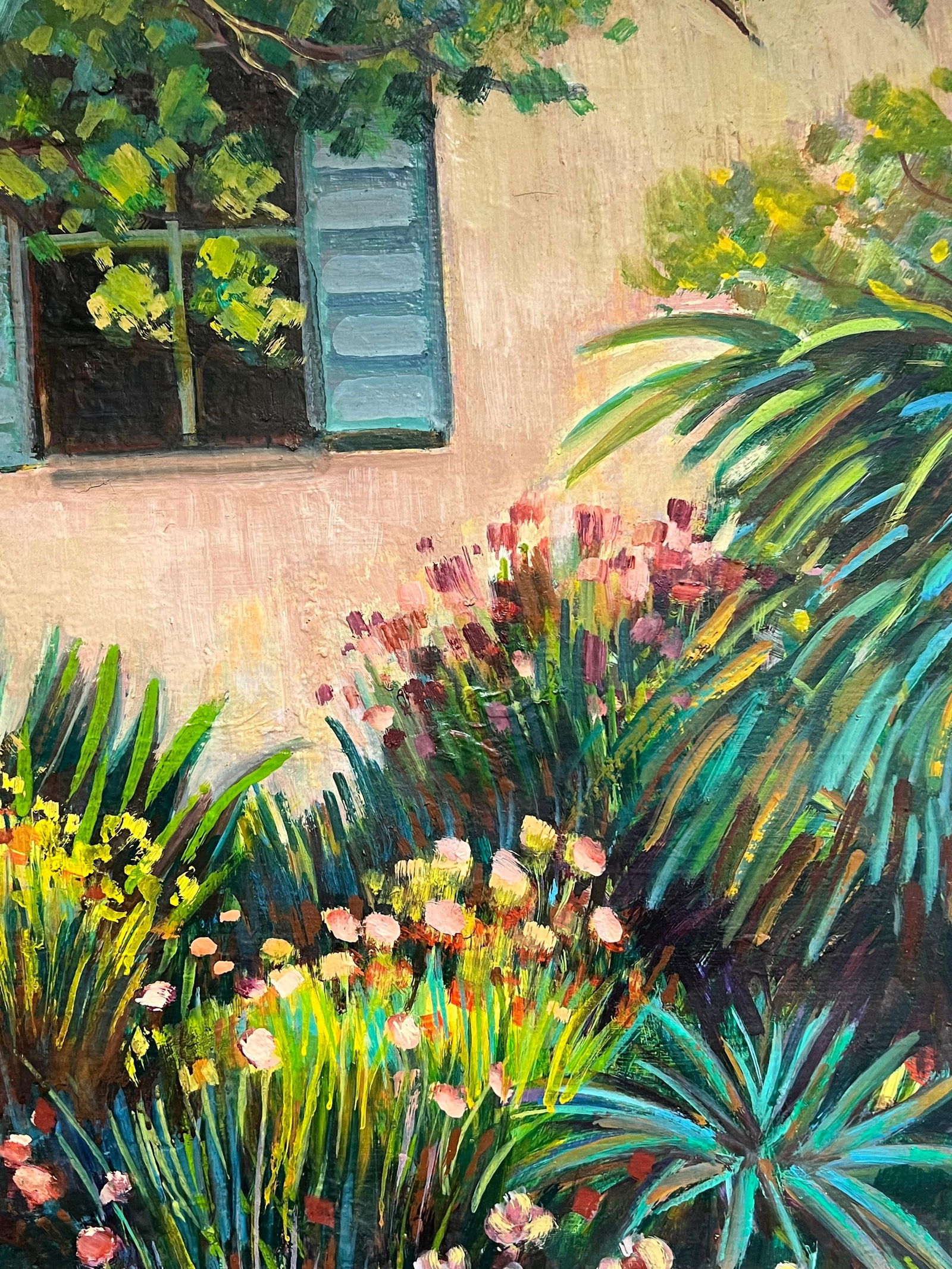 Max Toutain; The Provence House Flower Garden Large 20th Century French Oil Painting - 13