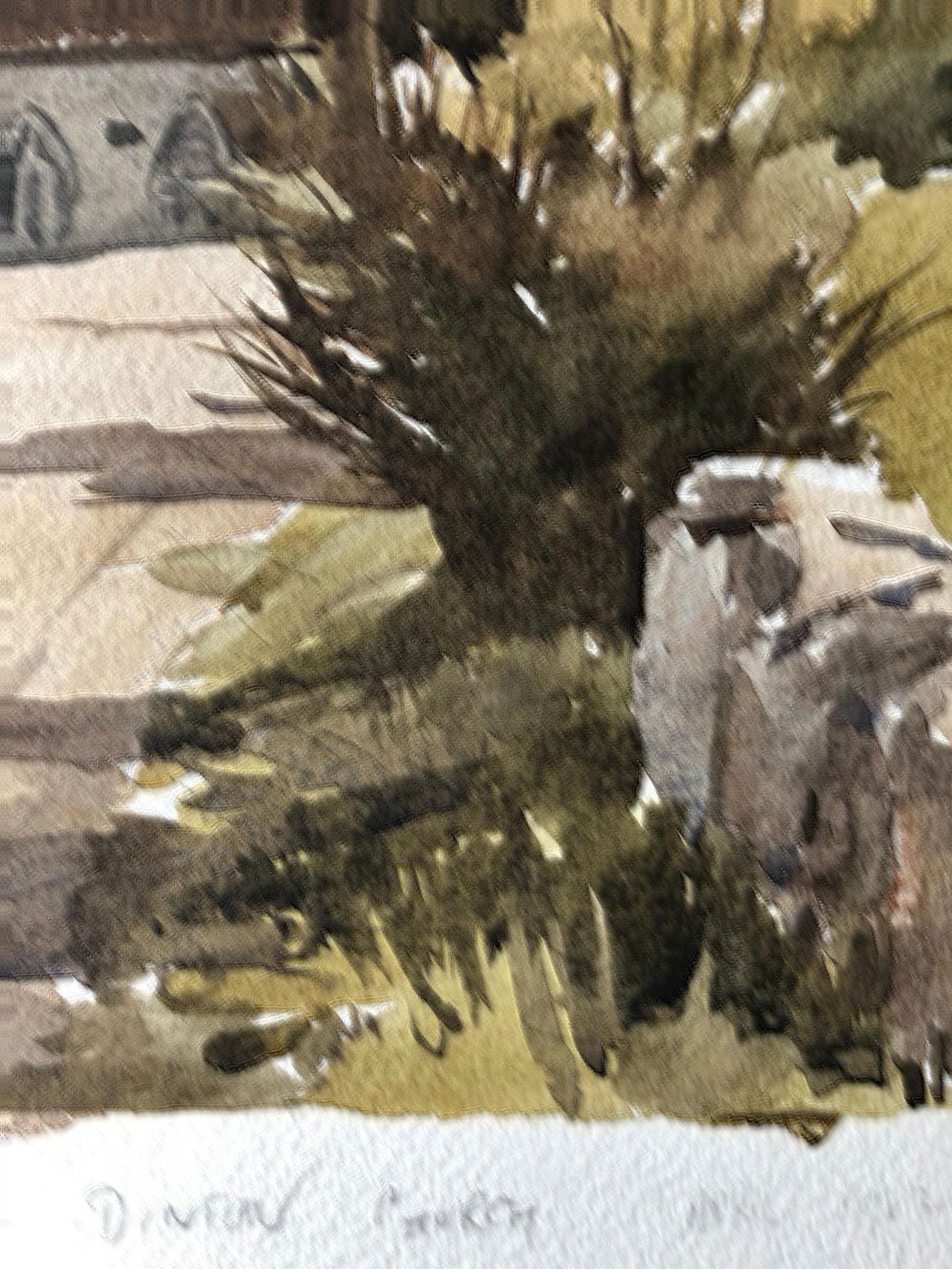 Dinton Church, Original British Watercolour Painting, circa 1982 - 5