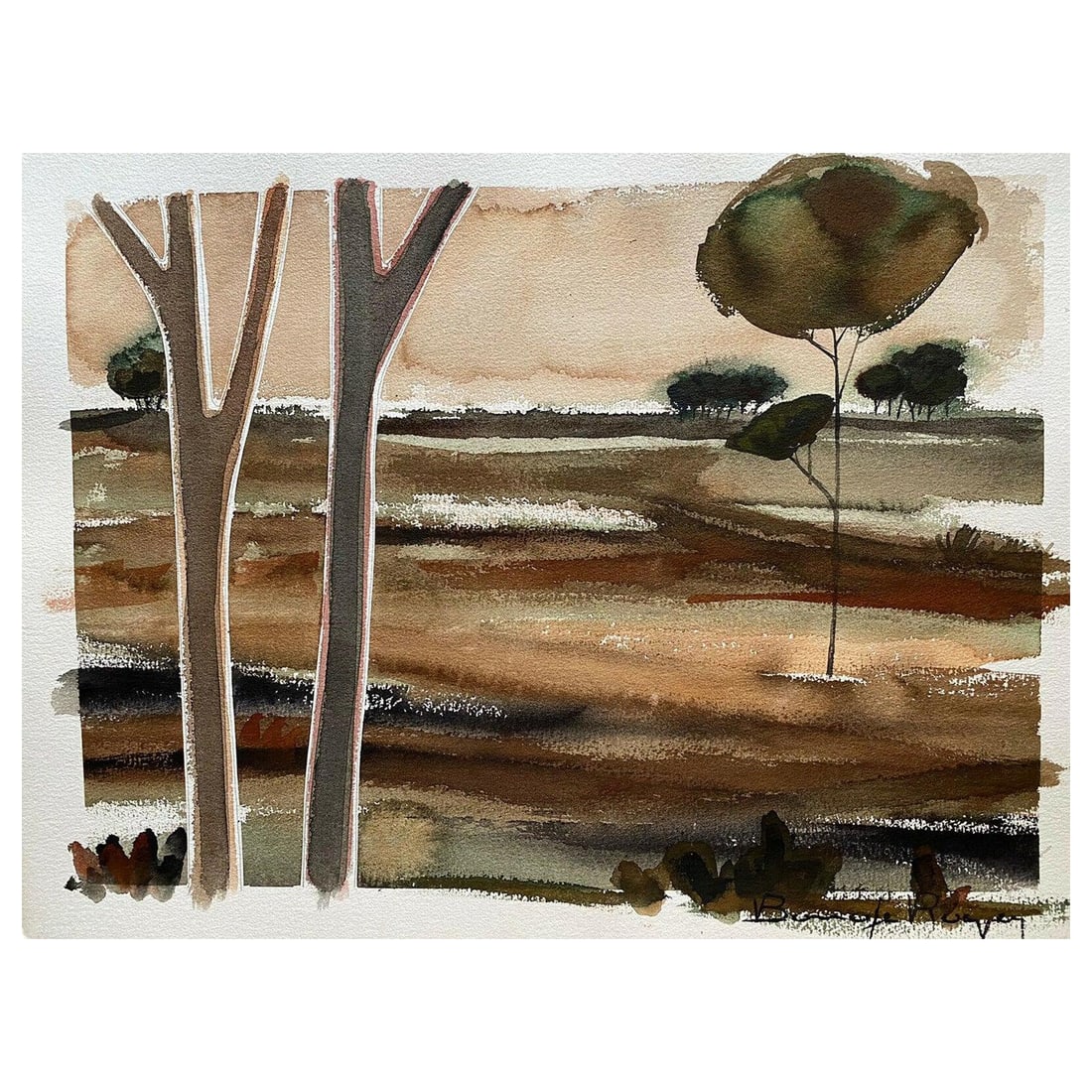 Roger Bonafe, Original Painting French Modernist, Green Landscape, circa 1980s: Title: Roger Bonafe, Original Painting French Modernist, Green Landscape, circa 1980s Description: Artist/ School: Norman A. Olley ( British, 20th Century, 1908-1996), dated 1996, signed to the front